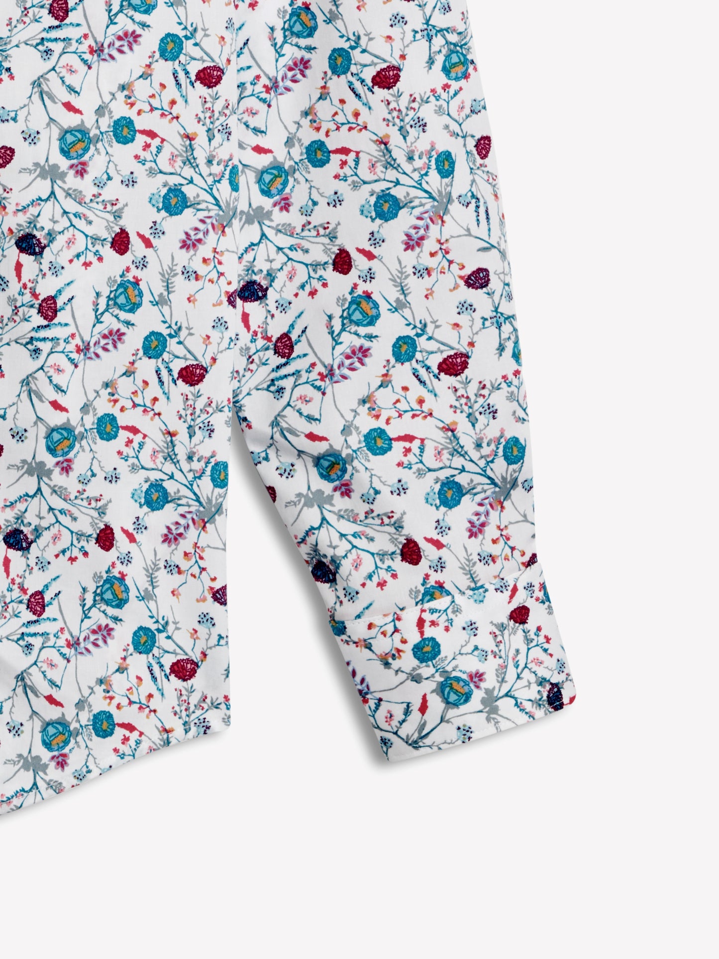 Image 7 of Slim Fit Pink and Aqua Scatter Floral Print Shirt