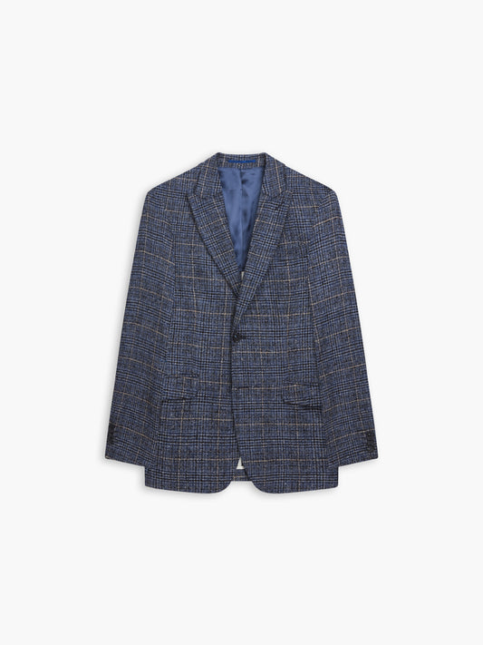 Rivington Wool Silk Slim Fit Blue Checked Jacket