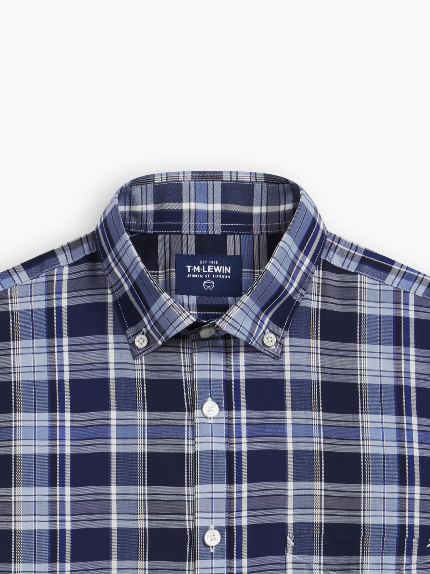 Large Check Slim Fit Blue Navy White Shirt