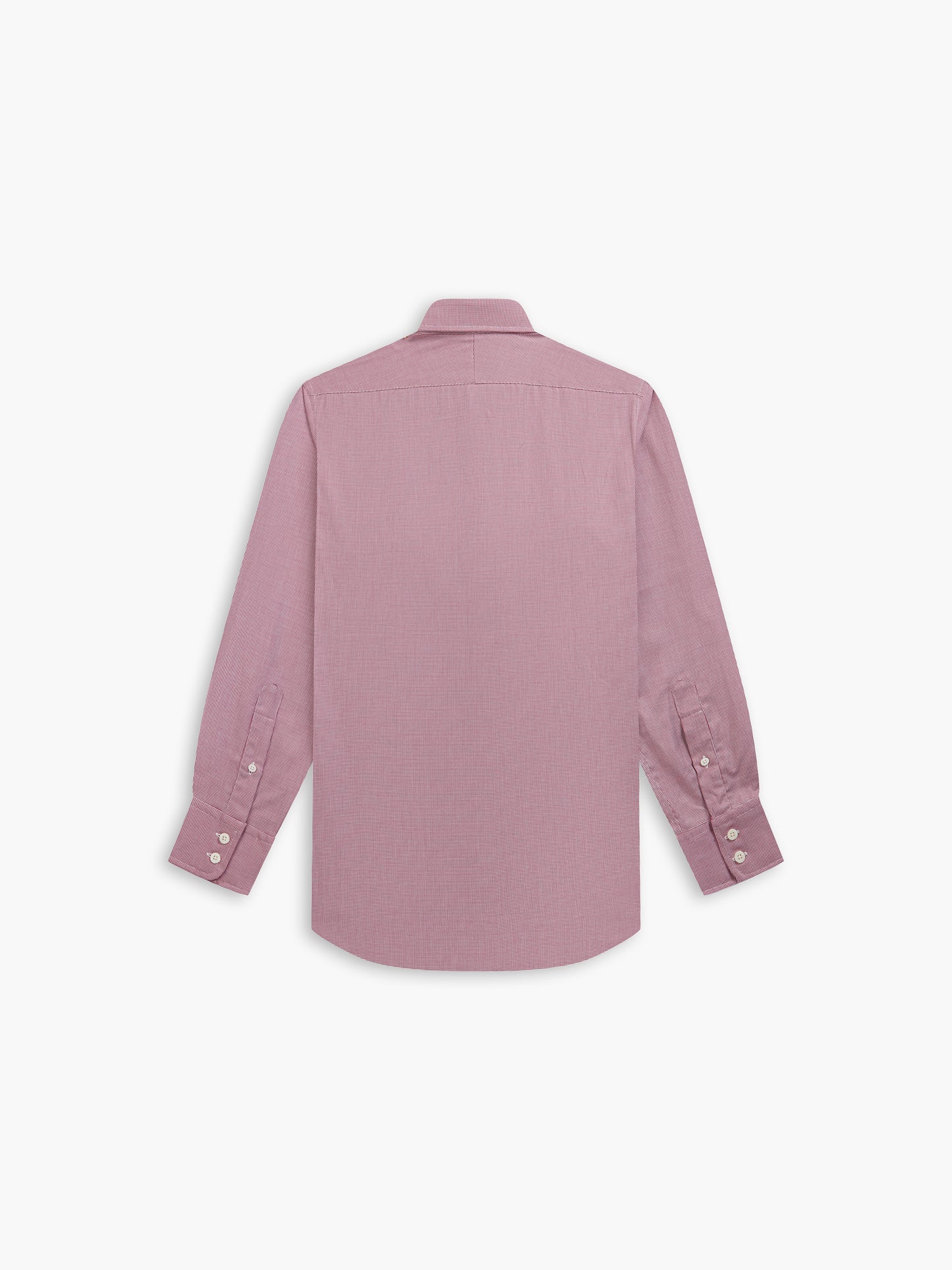 Burgundy Dogtooth Plain Weave Fitted Single Cuff Classic Collar Shirt