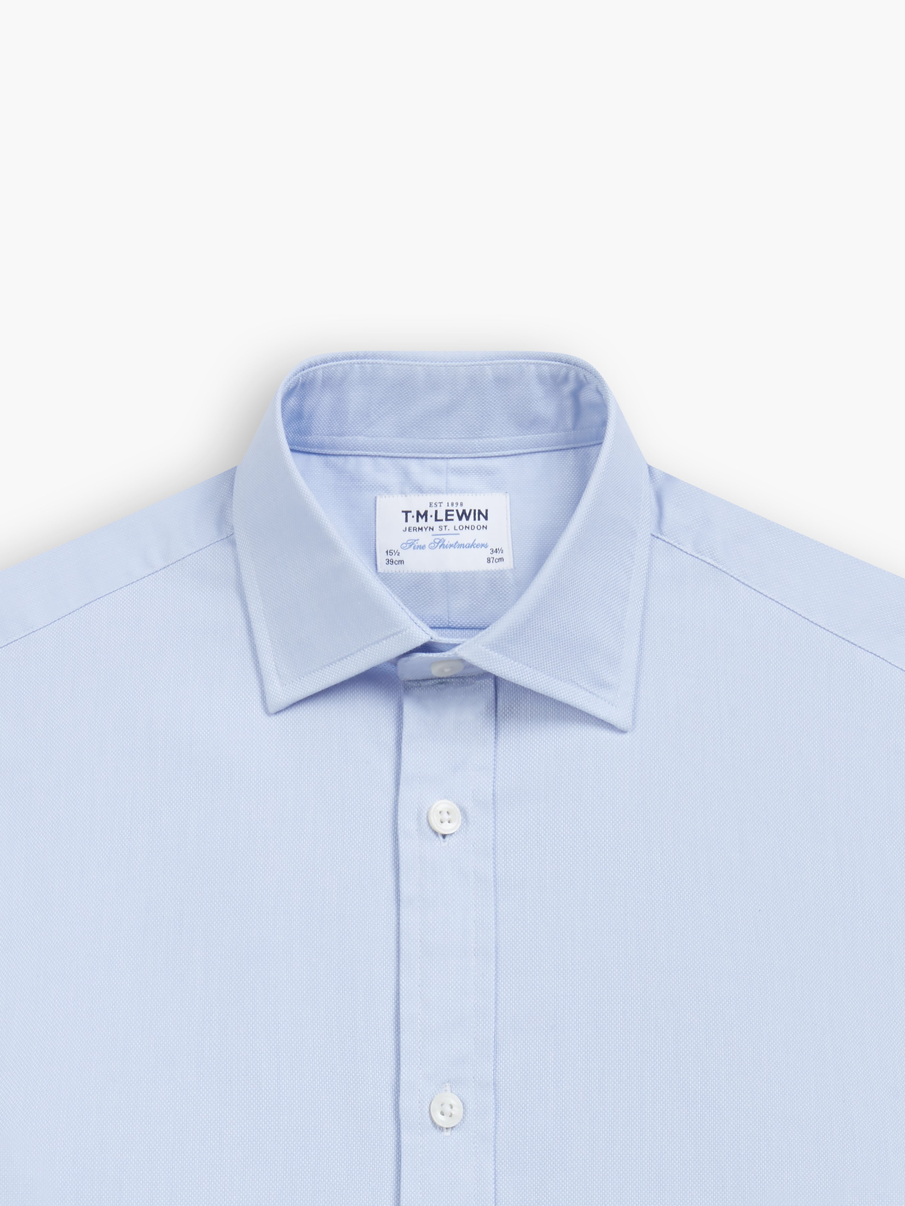 Blue End-on-End Slim Fit Double Cuff Classic Collar Shirt – tmlewinuk