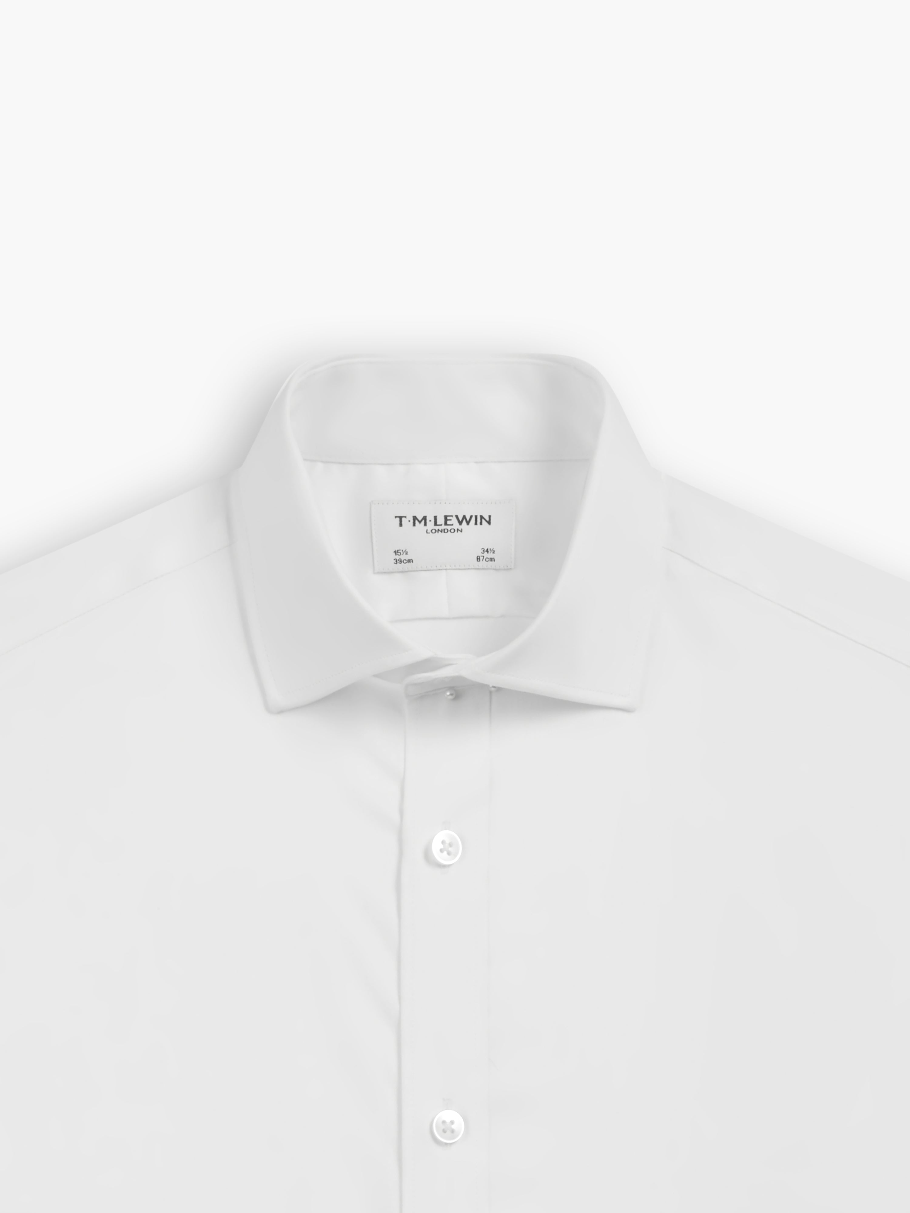 White Fine Twill Fitted Double Cuff Classic Collar Shirt – tmlewinuk