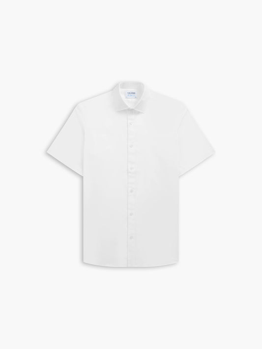 White Twill Slim Fit Classic Collar Short Sleeve Shirt