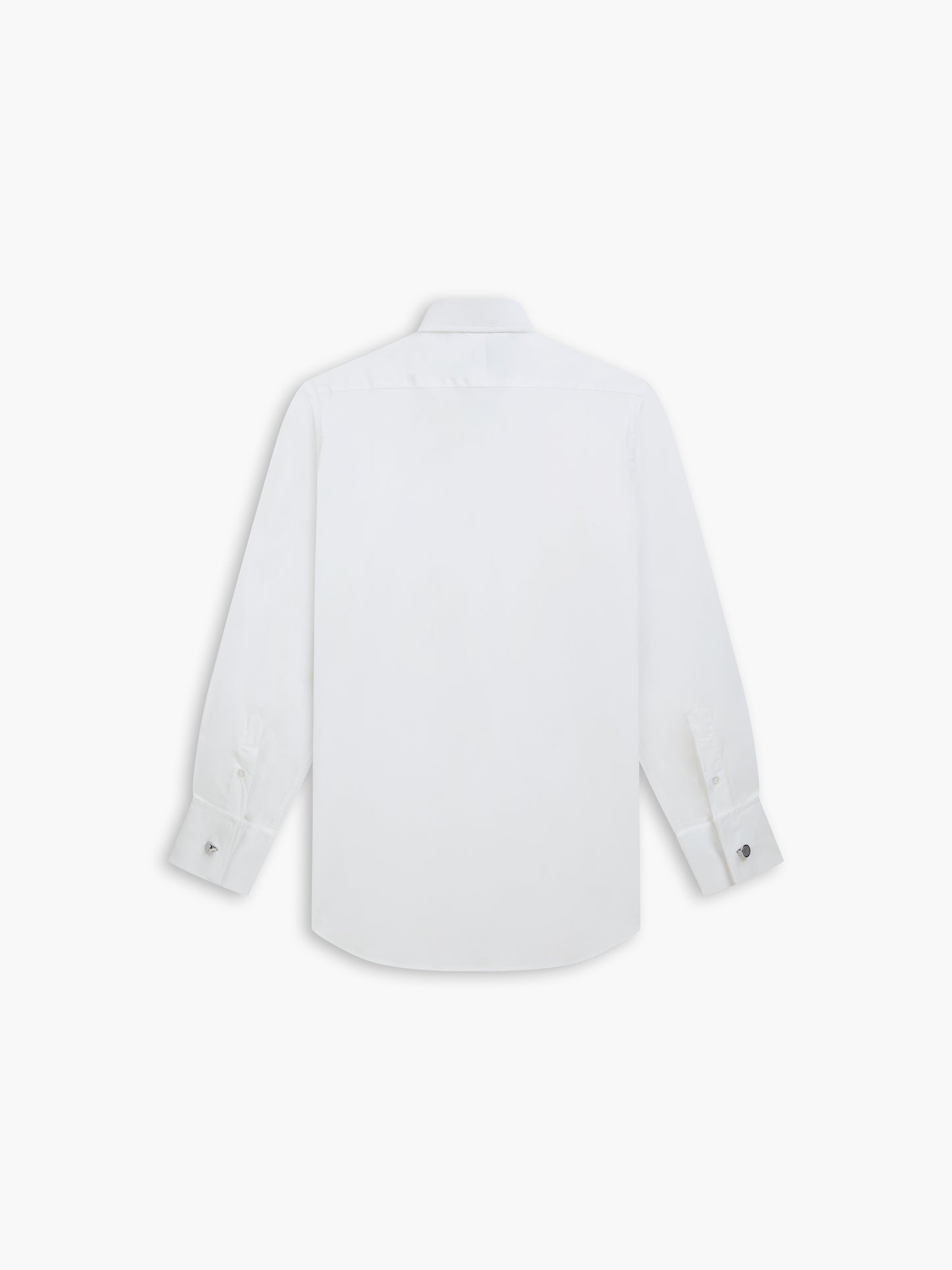 White Poplin Stretch Slim Fit Double Cuff Classic Collar Shirt