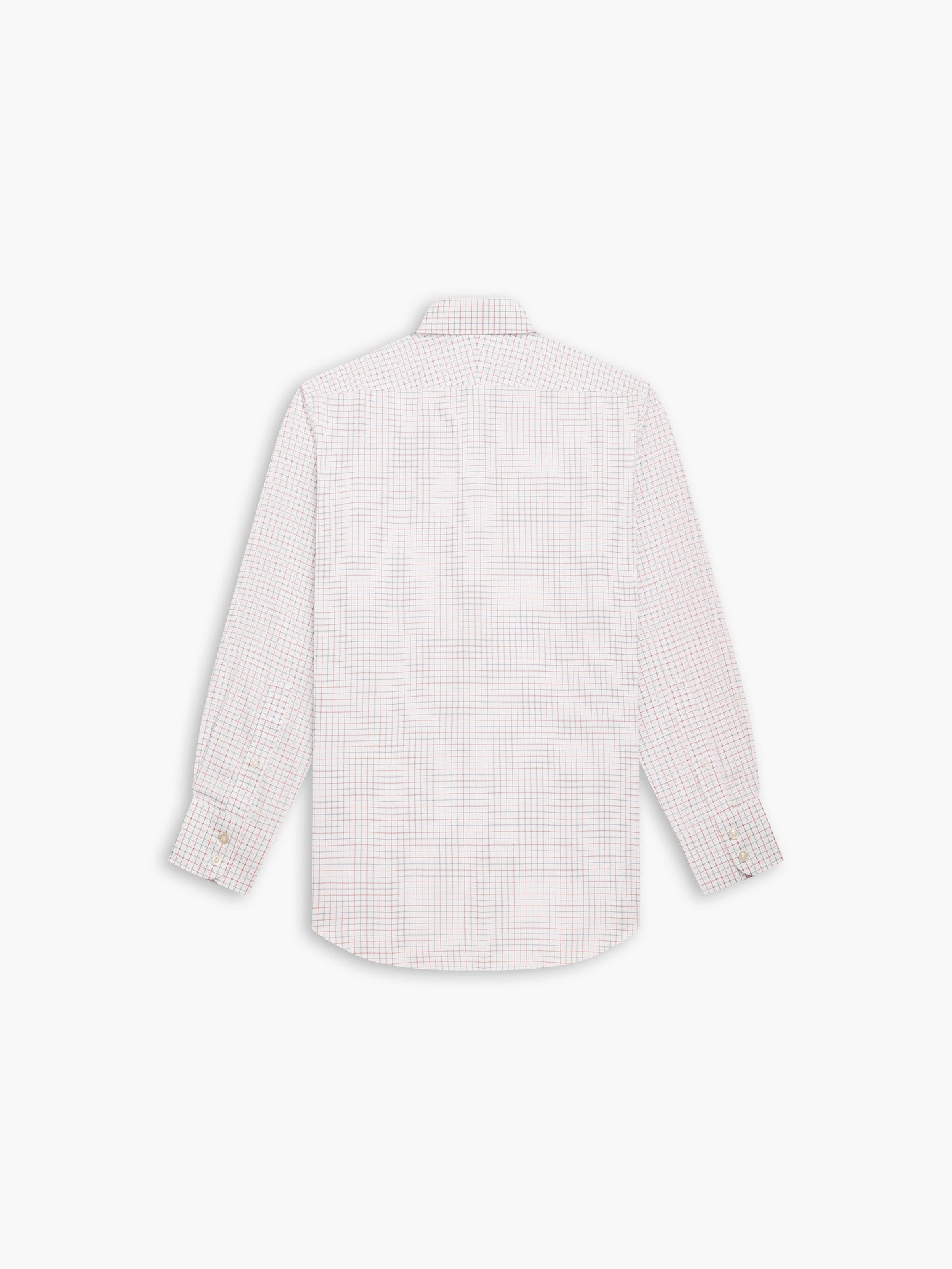 Image 4 of Non-Iron Navy & Red Double Check Oxford Super Fitted Single Cuff Classic Collar Shirt