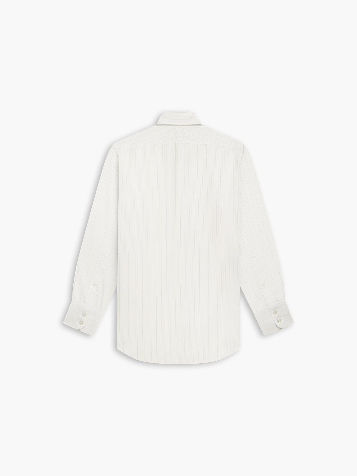 Image 4 of Non-Iron Navy Blue Fine Stripe Herringbone Regular Fit Single Cuff Classic Collar Shirt