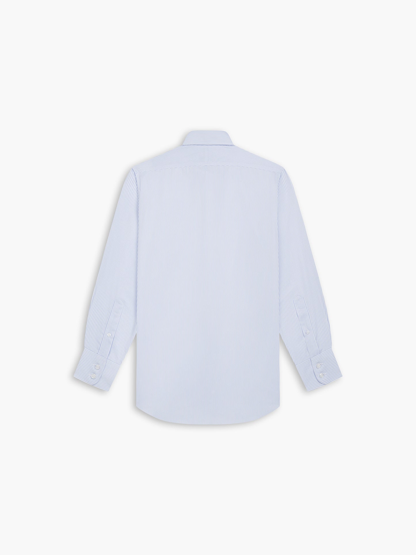 Non-Iron Light Blue Bengal Stripe Twill Slim Fit Single Cuff Cutaway Collar Shirt