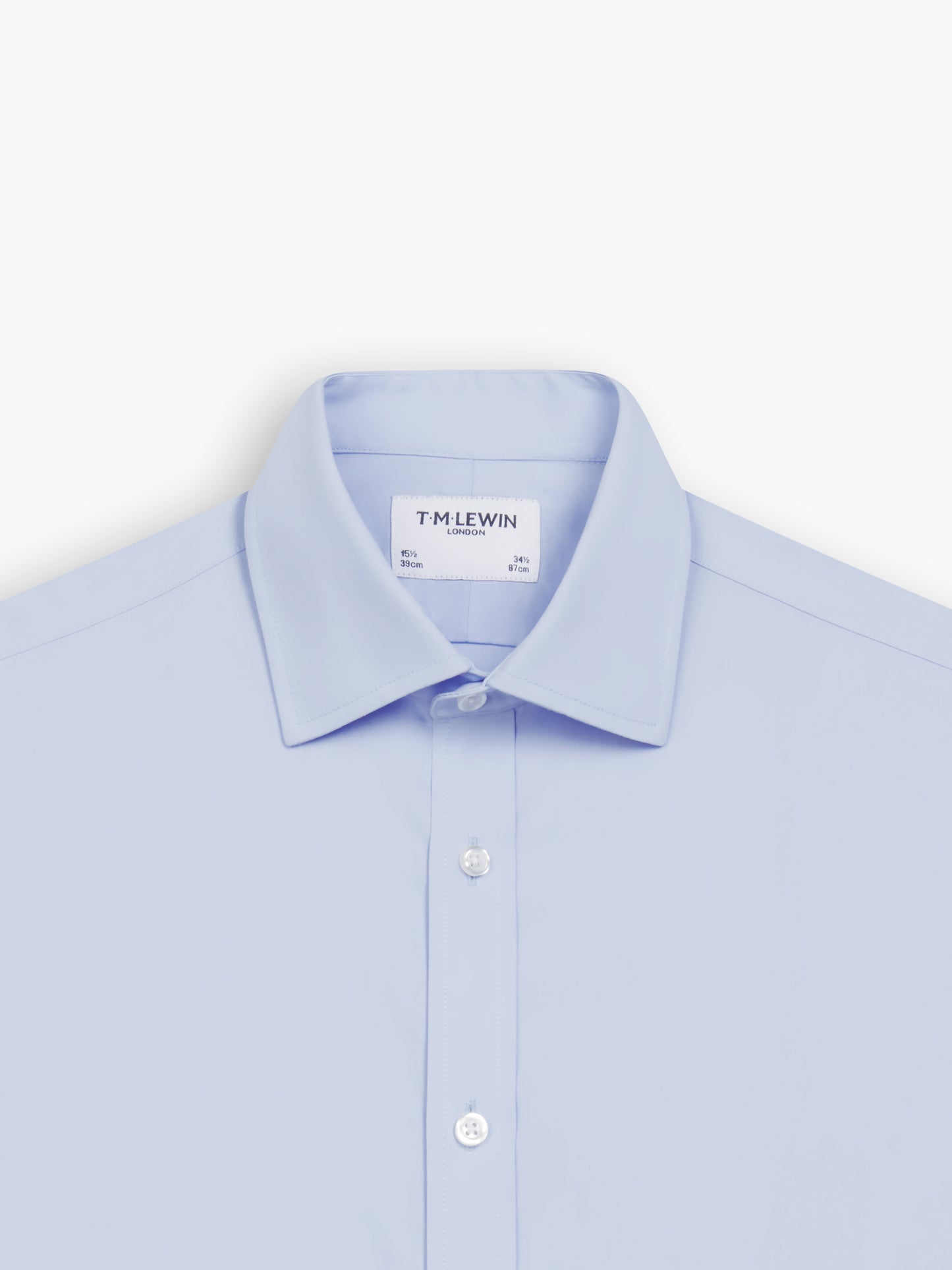 Non-Iron Blue Poplin Fitted Double Cuff Classic Collar Shirt