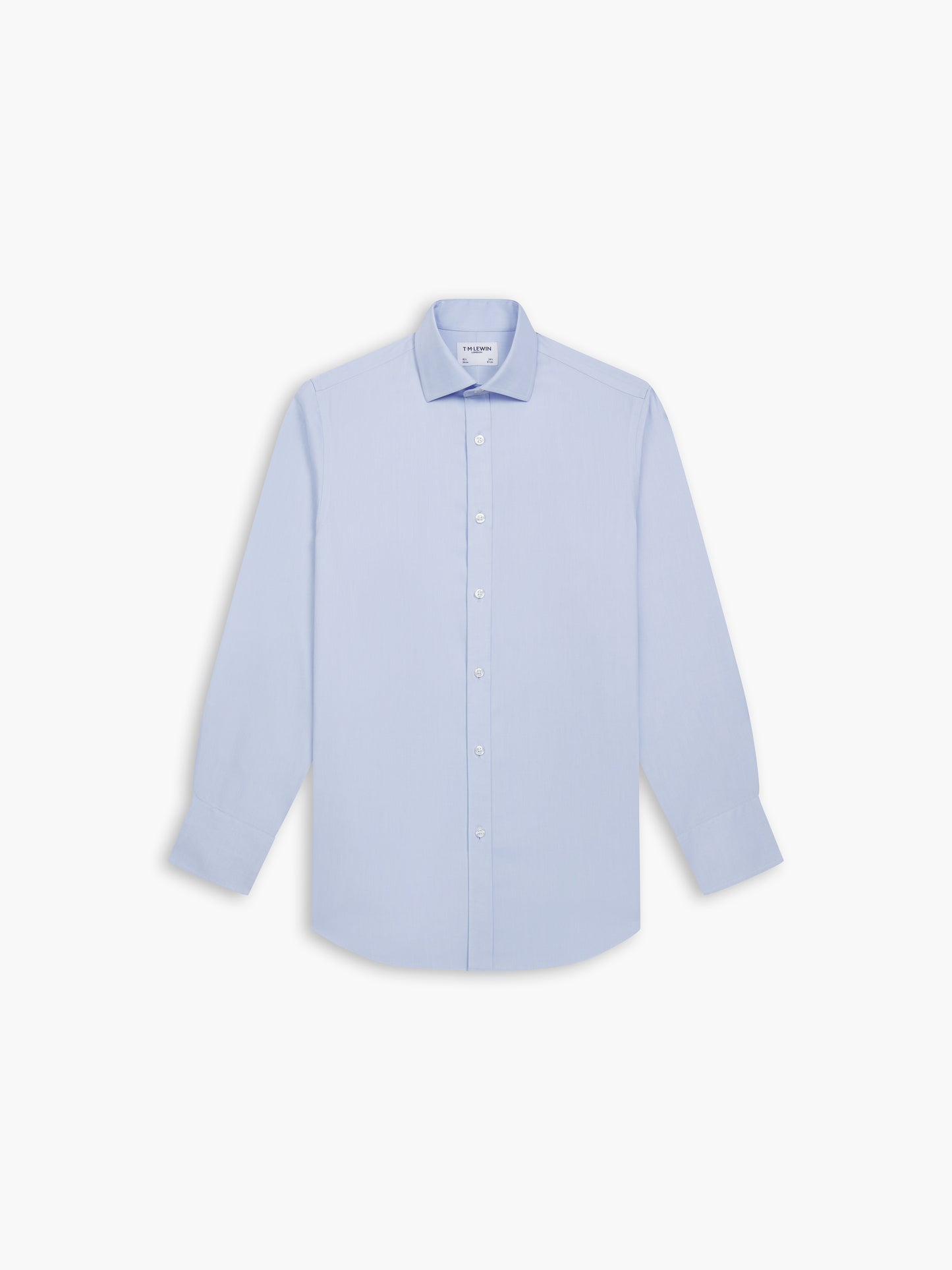 Non-Iron Light Blue Twill Fitted Single Cuff Classic Collar Shirt