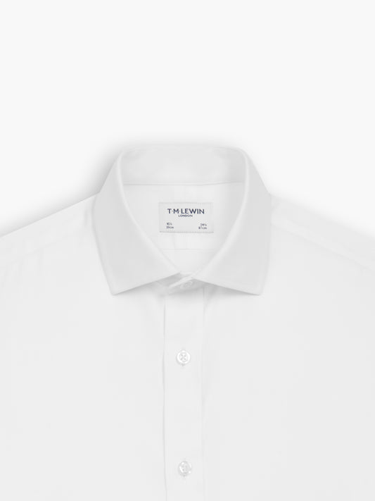 Non-Iron White Twill Fitted Single Cuff Classic Collar Shirt