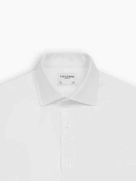 Non-Iron White Twill Slim Fit Double Cuff Classic Collar Shirt