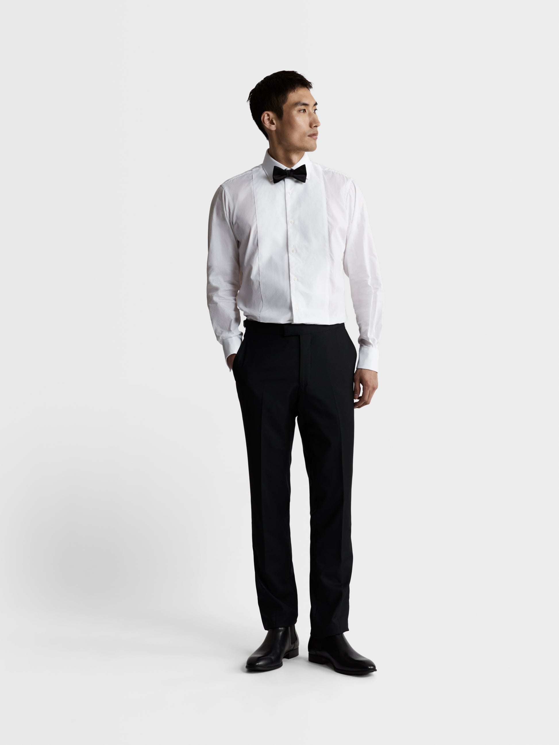 Image 2 of White Marcella Front Poplin Slim Fit Double Cuff Classic Collar Dress Shirt