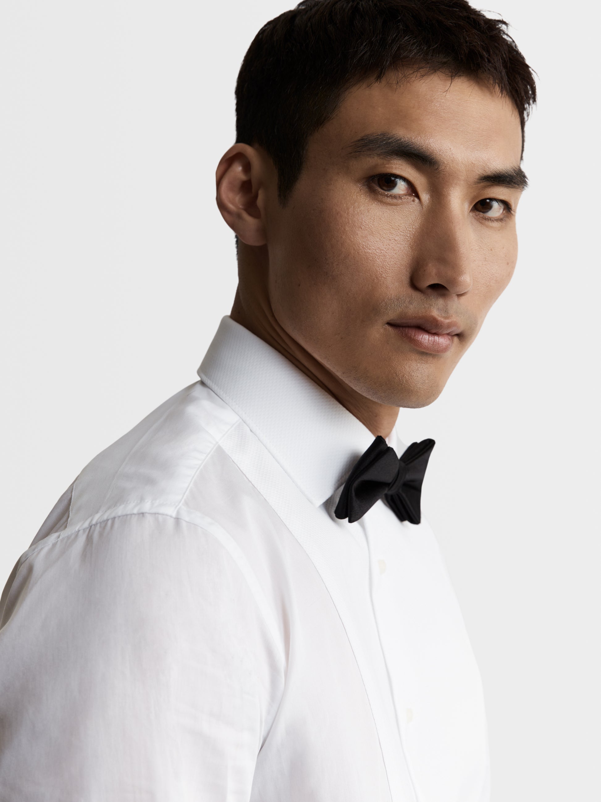 Image 3 of White Marcella Front Poplin Slim Fit Double Cuff Classic Collar Dress Shirt