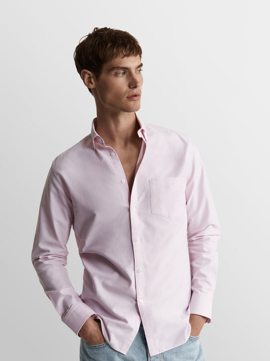 Image 1 of Light Pink Oxford Slim Fit Button Down Collar Casual Shirt