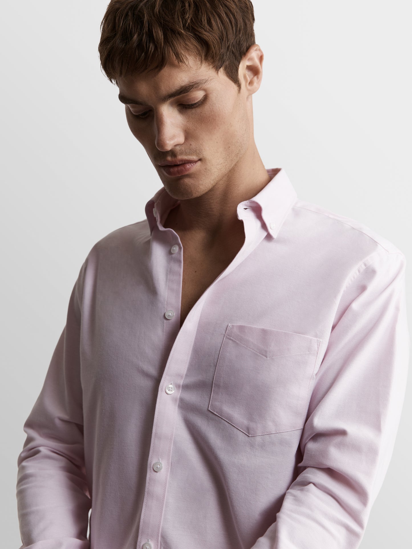 Image 2 of Light Pink Oxford Slim Fit Button Down Collar Casual Shirt