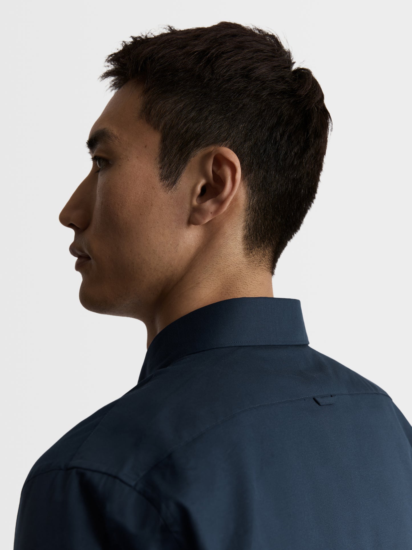 Image 4 of Plain Statement Twill Slim Fit Navy Shirt