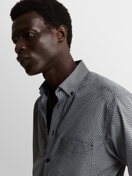 Image 2 of Black Slim Fit Print Poplin Casual Shirt