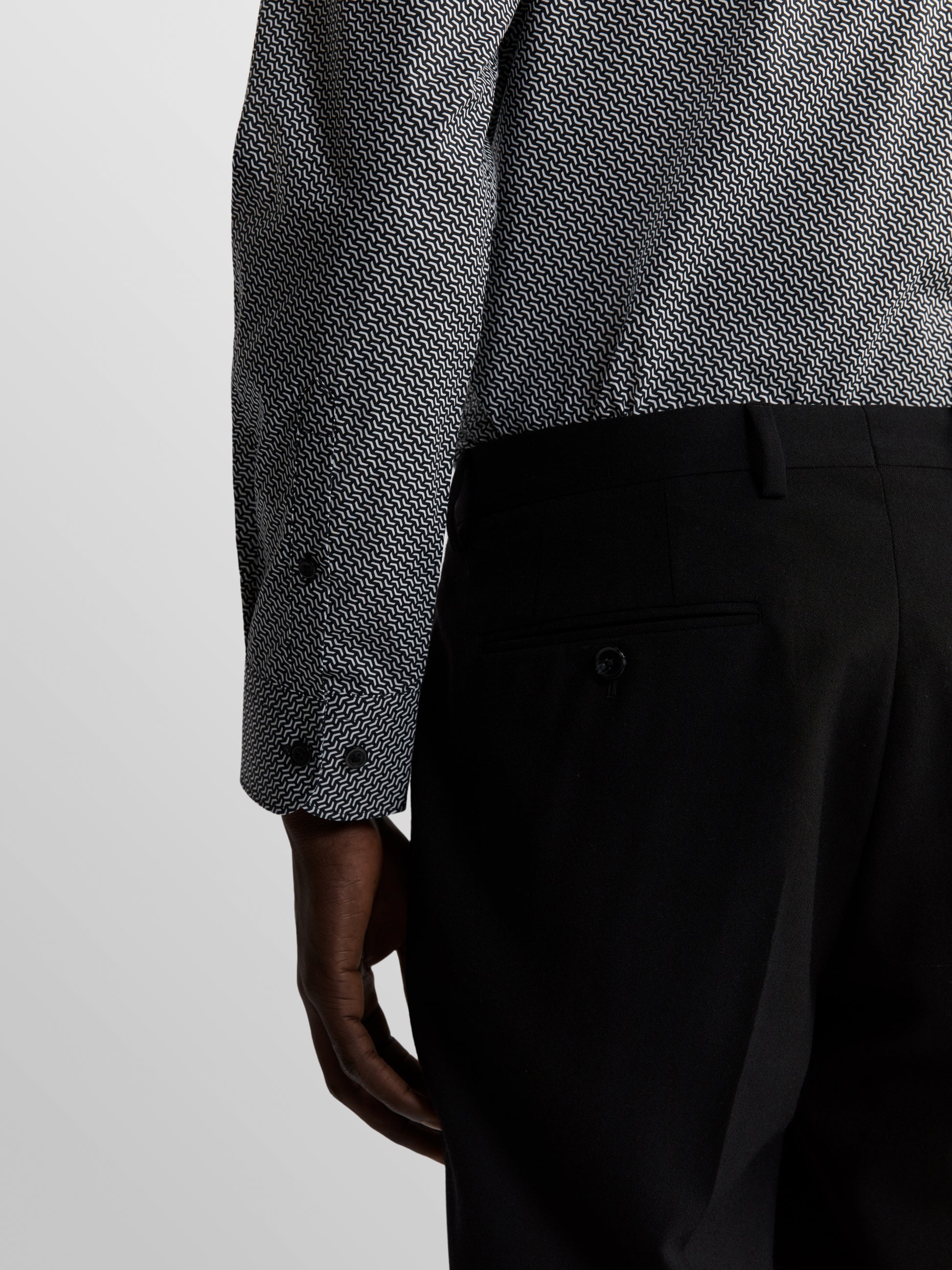 Image 4 of Black Slim Fit Print Poplin Casual Shirt
