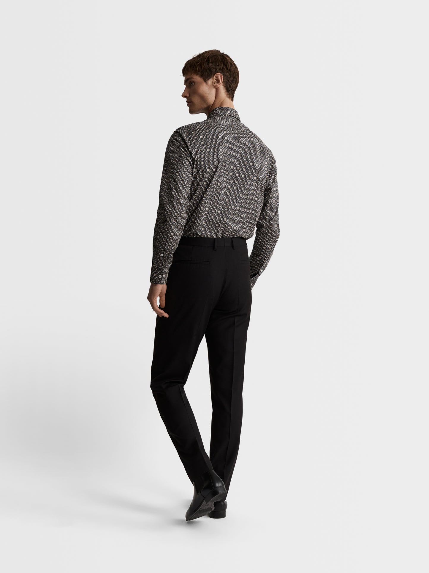 Image 5 of Dark Blue Printed Poplin Slim Fit Casual Shirt