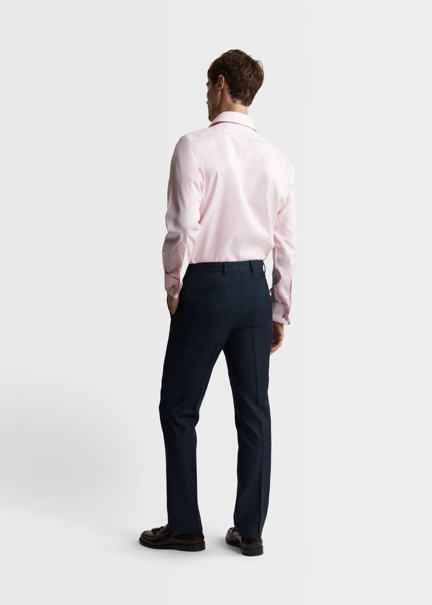 Non-Iron Pink Twill Regular Fit Double Cuff Classic Collar Shirt