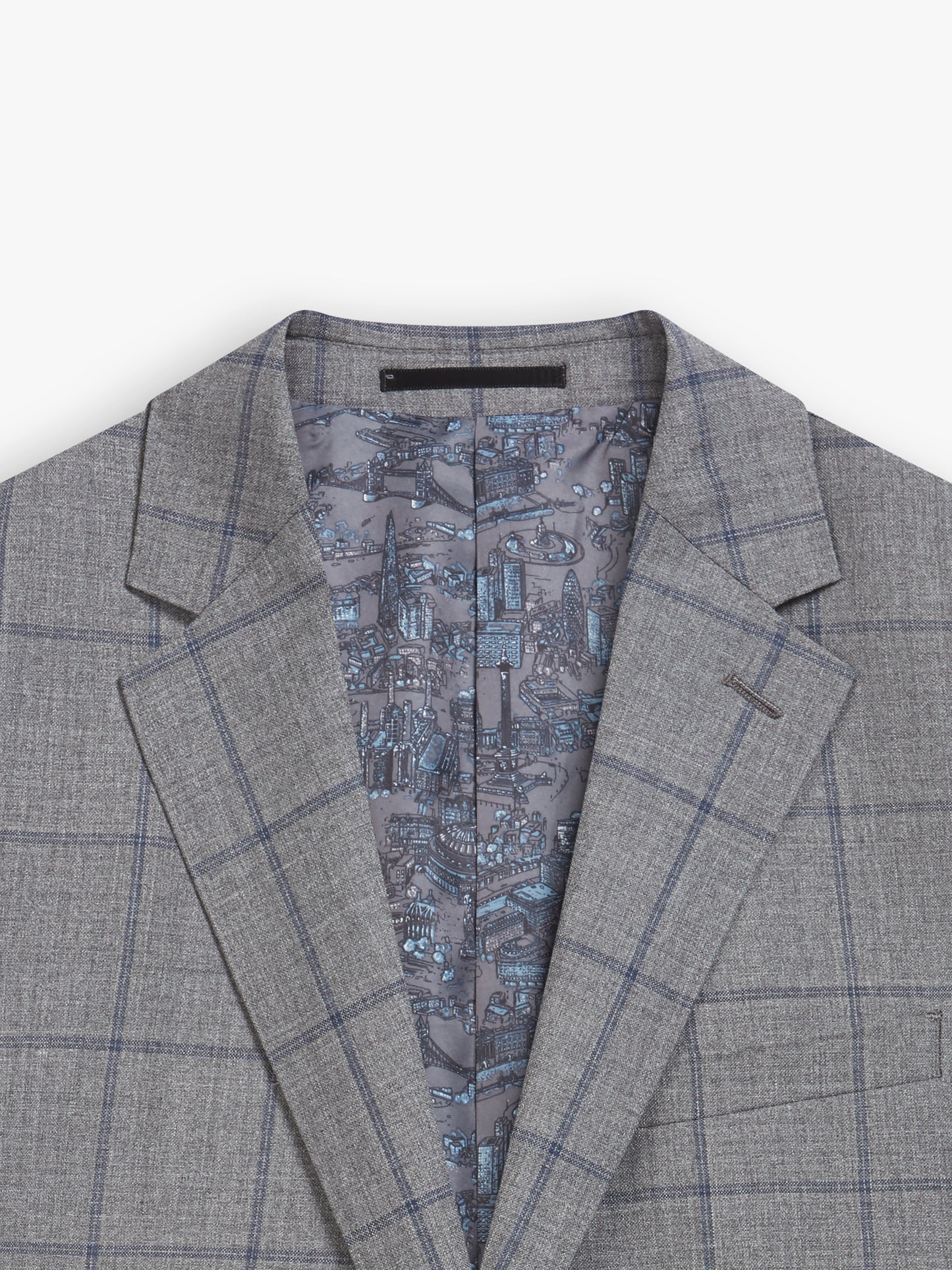 Niro Italian Luxury Slim Grey Windowpane Check Suit Jacket