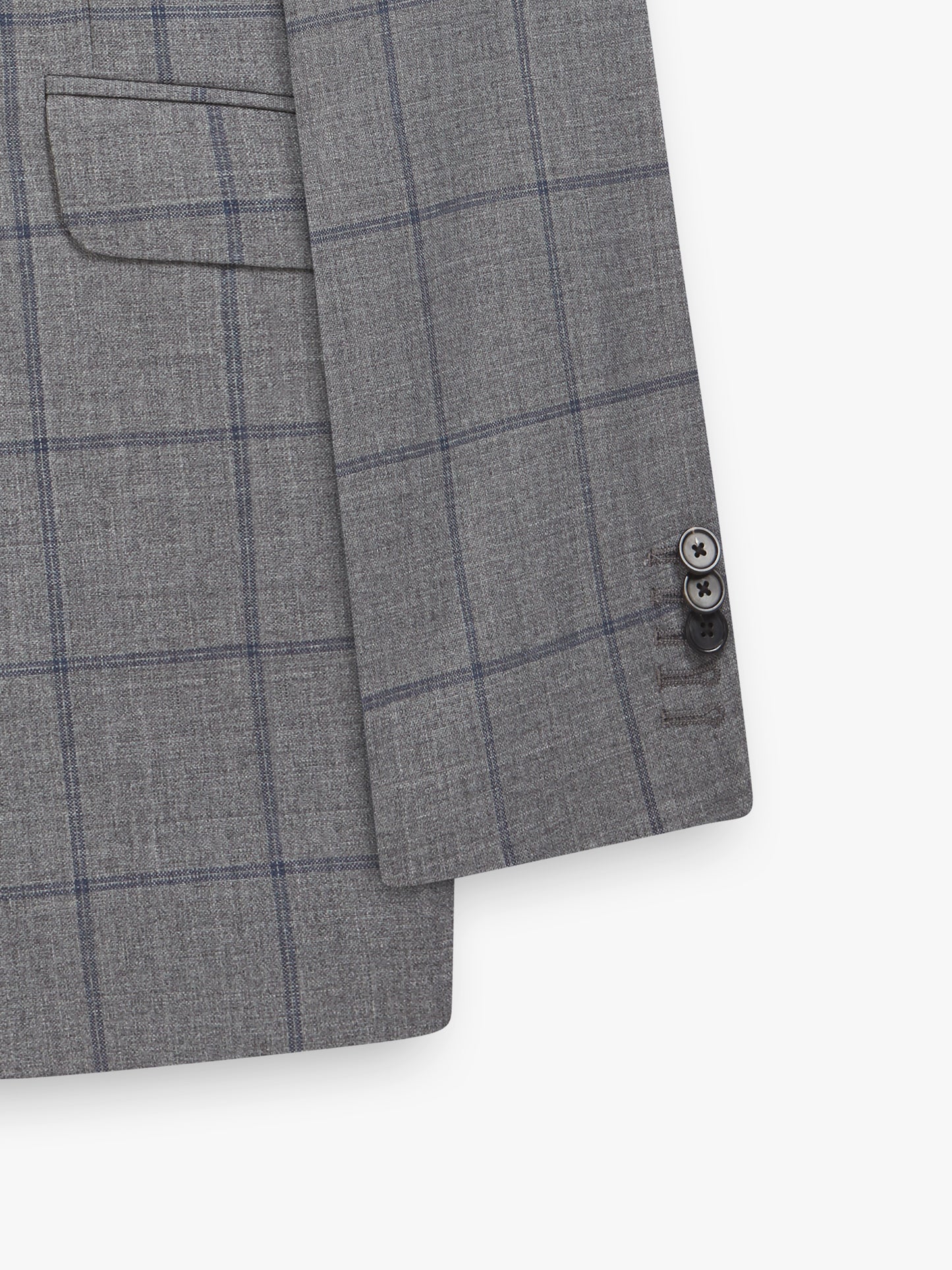 Niro Italian Luxury Slim Grey Windowpane Check Suit Jacket