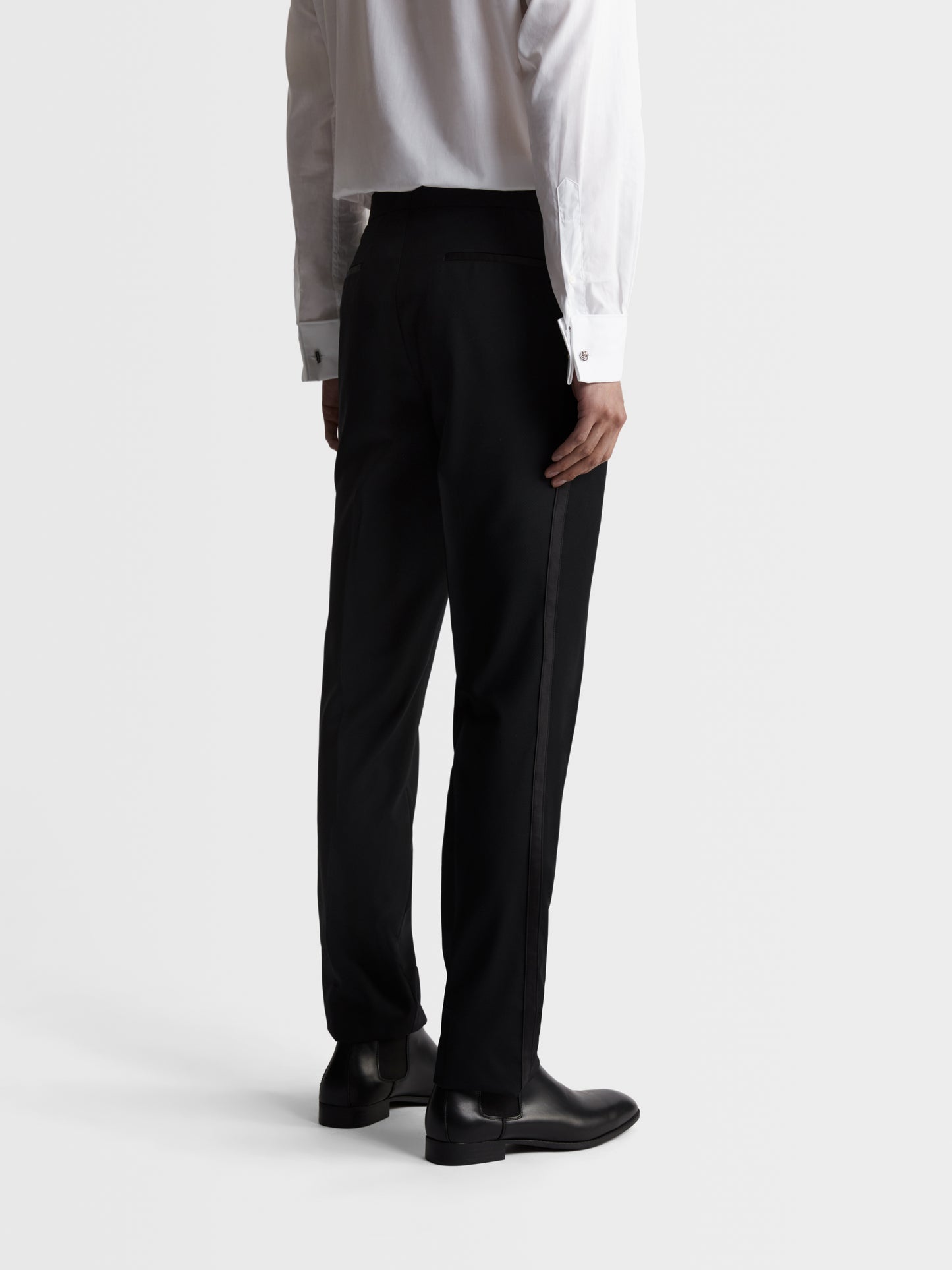 Image 3 of Draper Barberis Slim Fit Black Micro Texture Trouser