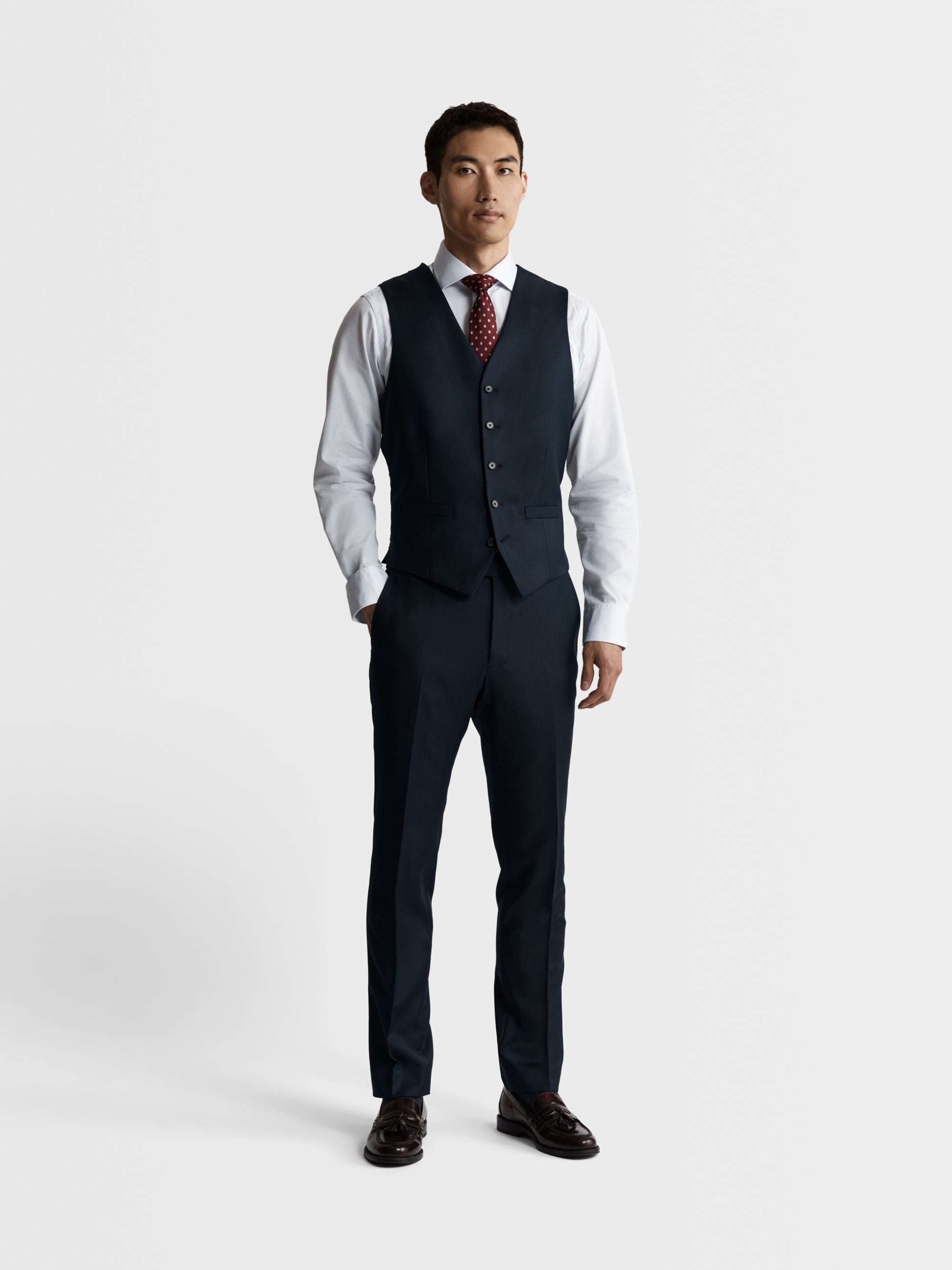 Image 2 of Maxwell Infinity Active Slim Fit Navy Textured Waistcoat