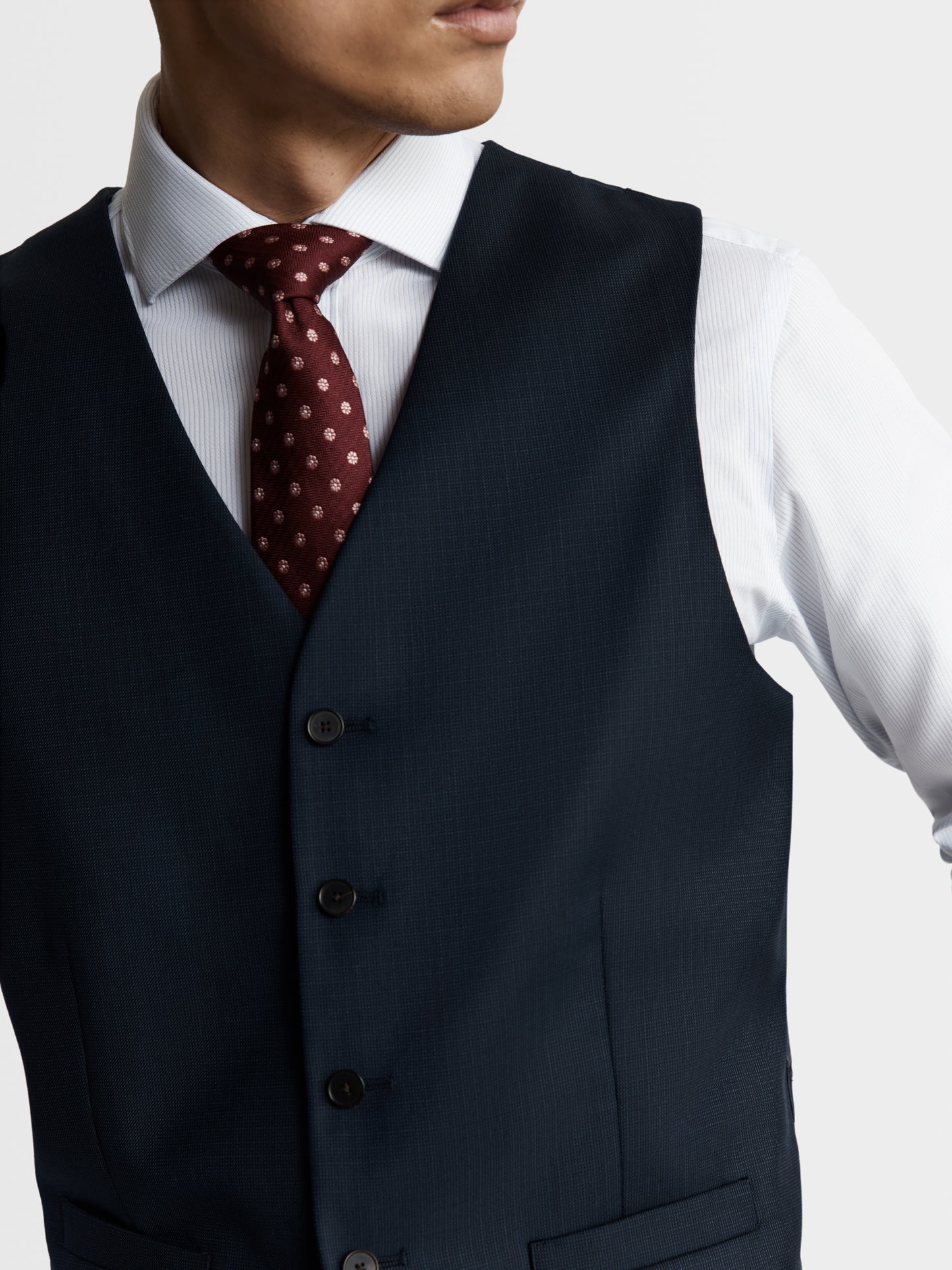 Image 3 of Maxwell Infinity Active Slim Fit Navy Textured Waistcoat