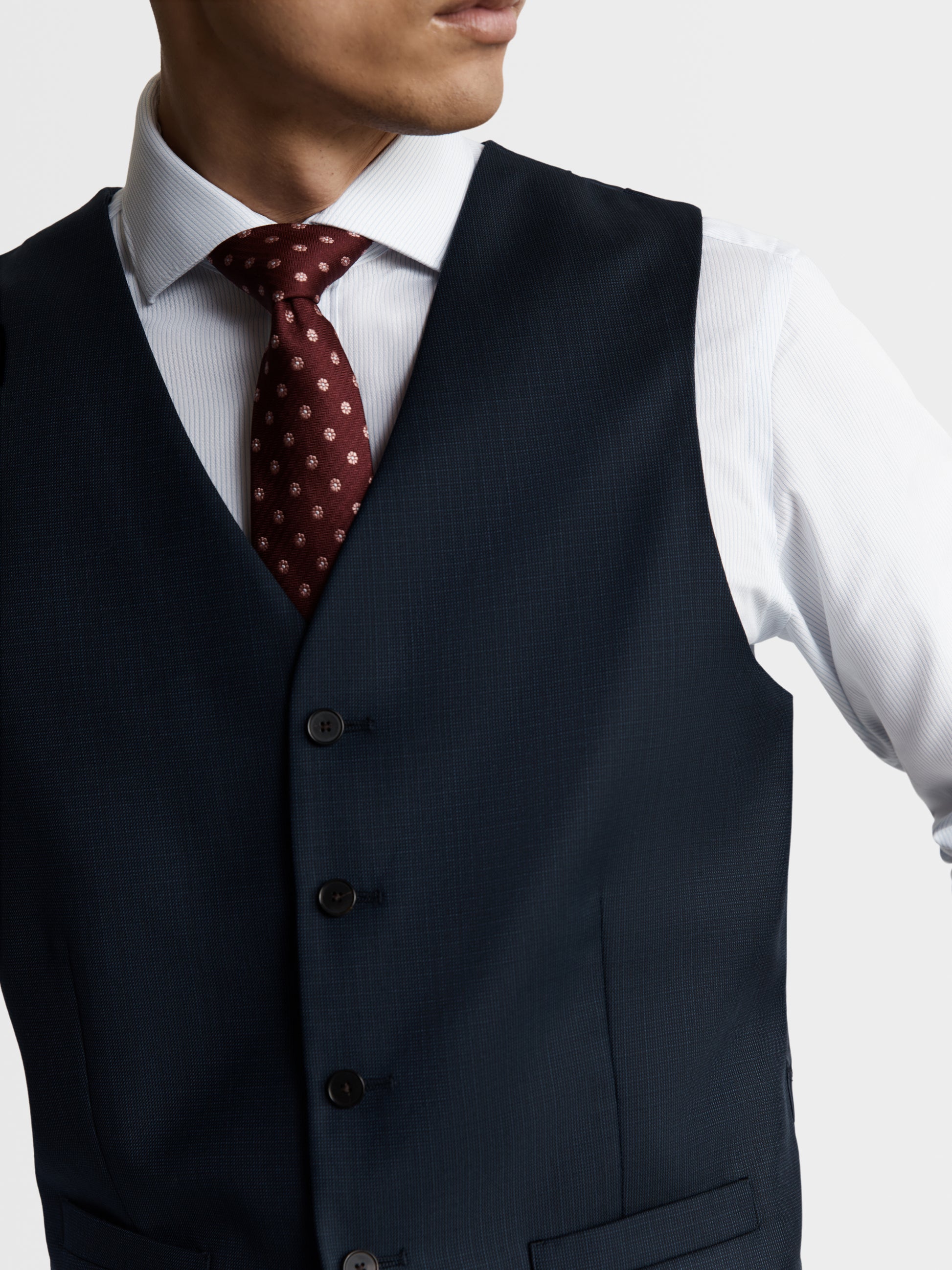 Image 3 of Maxwell Infinity Active Slim Fit Navy Textured Waistcoat