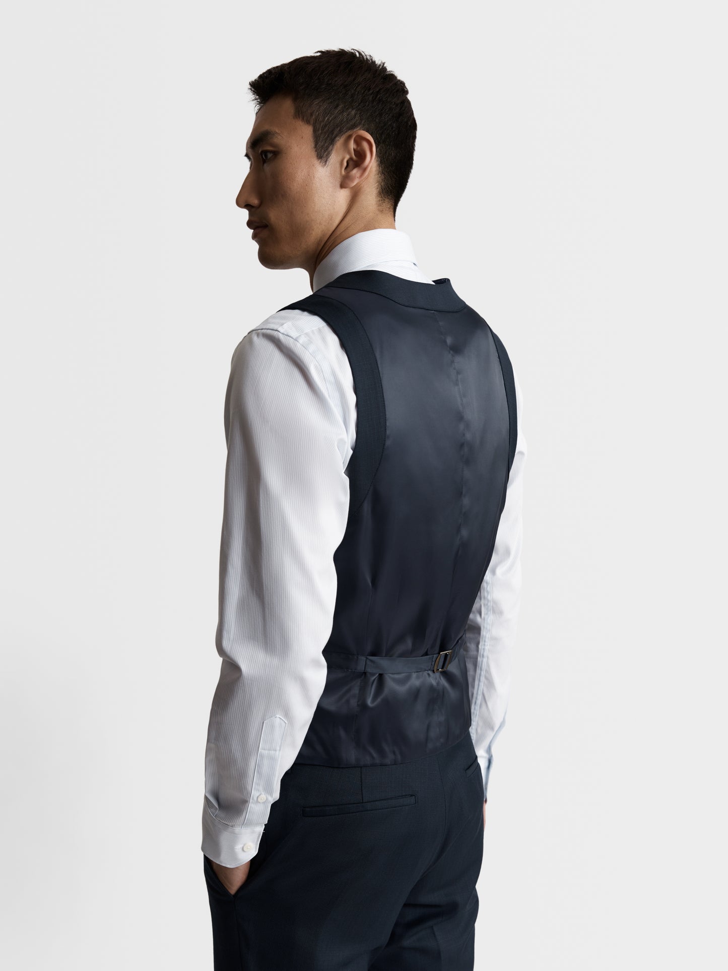 Image 4 of Maxwell Infinity Active Slim Fit Navy Textured Waistcoat