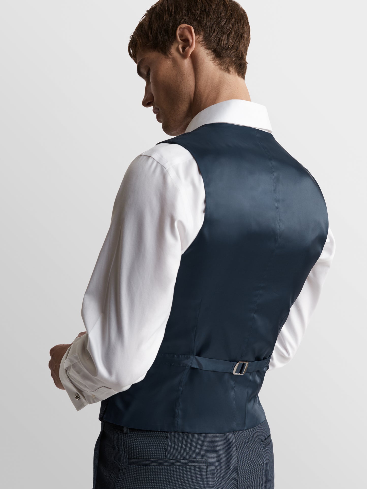 Image 3 of Hamlyn Infinity Slim Fit Denim Blue Birdseye Waistcoat