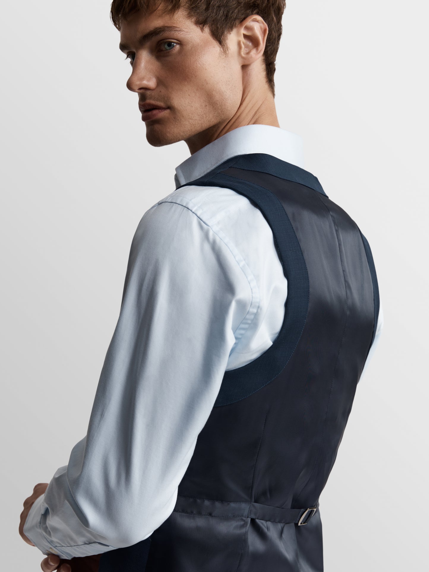 Image 3 of Owens Infinity Active Slim Fit Navy Blue Waistcoat