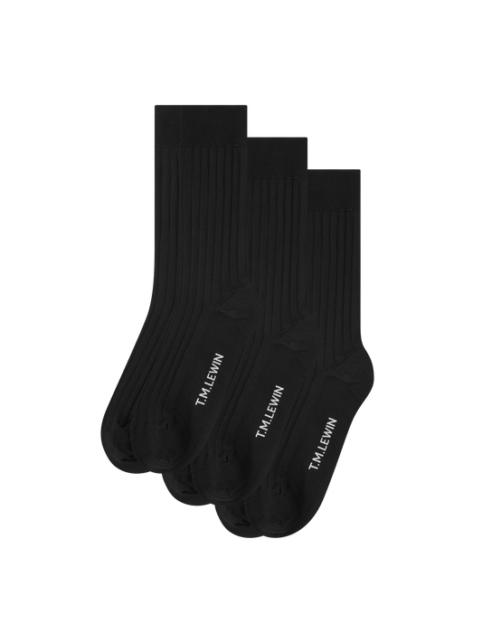 3 Pack Cotton Ribbed Socks