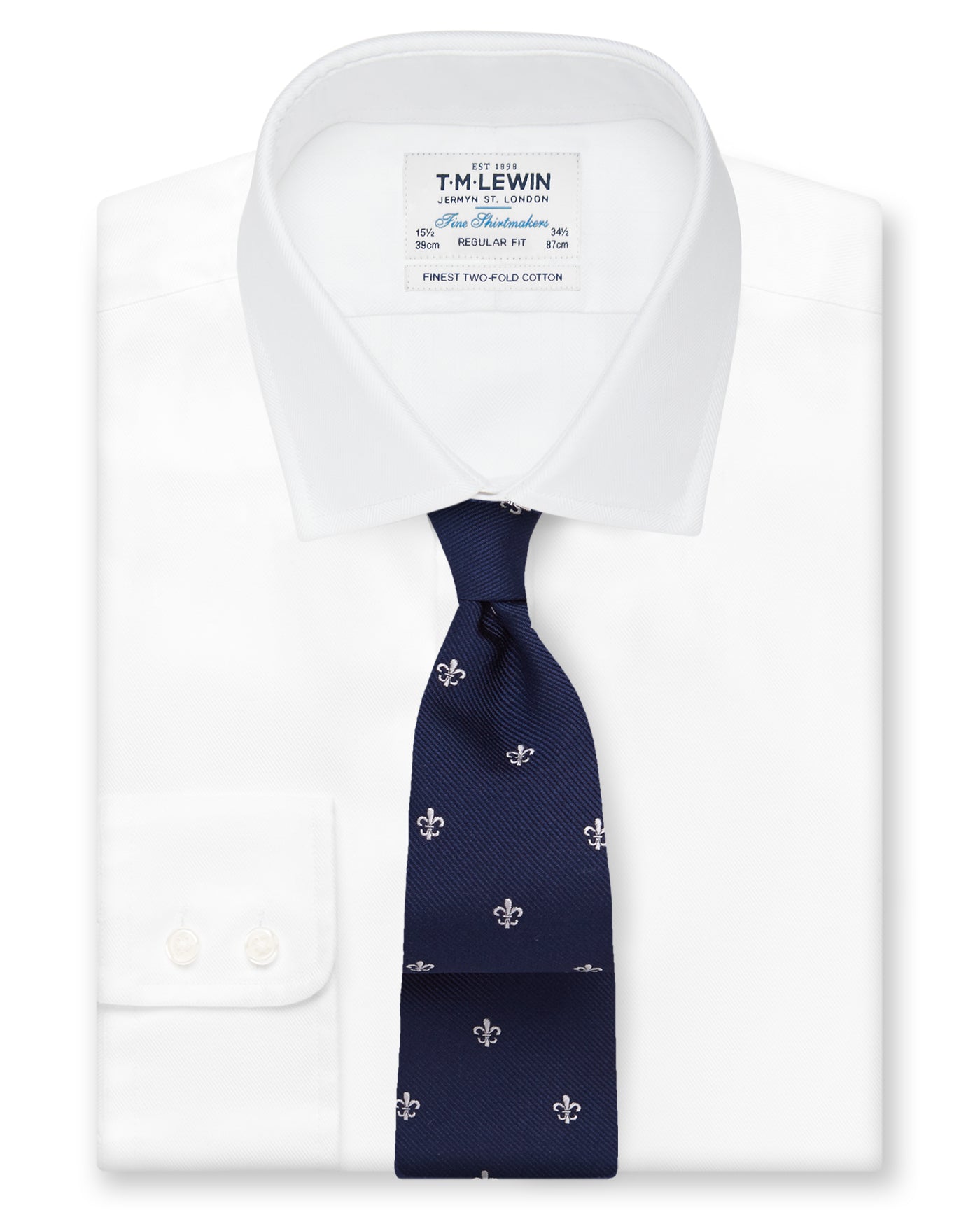 Image 2 of Navy White Fleur de Lys Tie