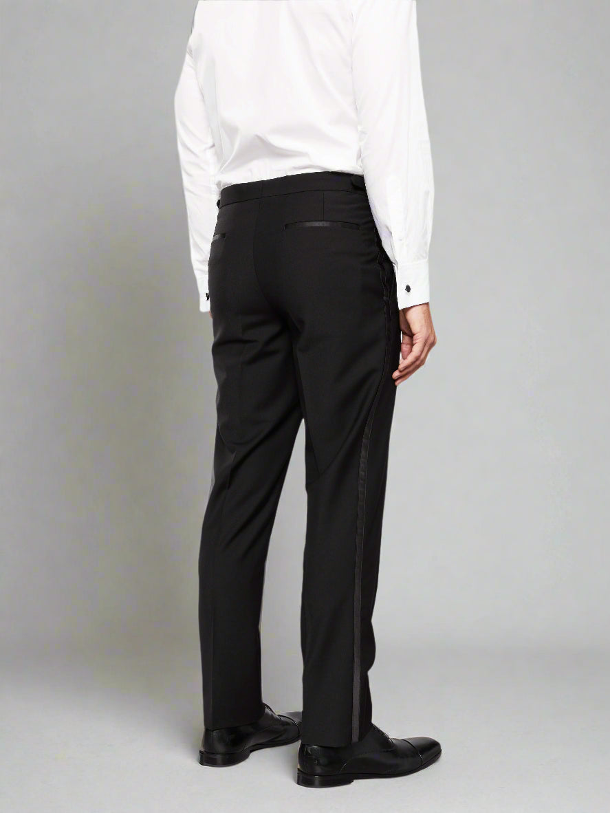 Image 4 of Lancewood Slim Fit Black Dinner Trousers with Finished Hems