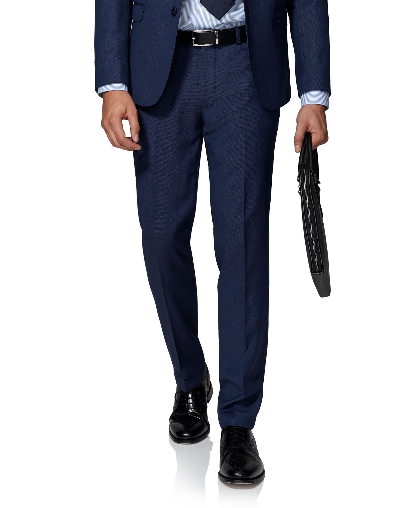 Image 1 of Knight Blue Birdseye Flat Front Trousers