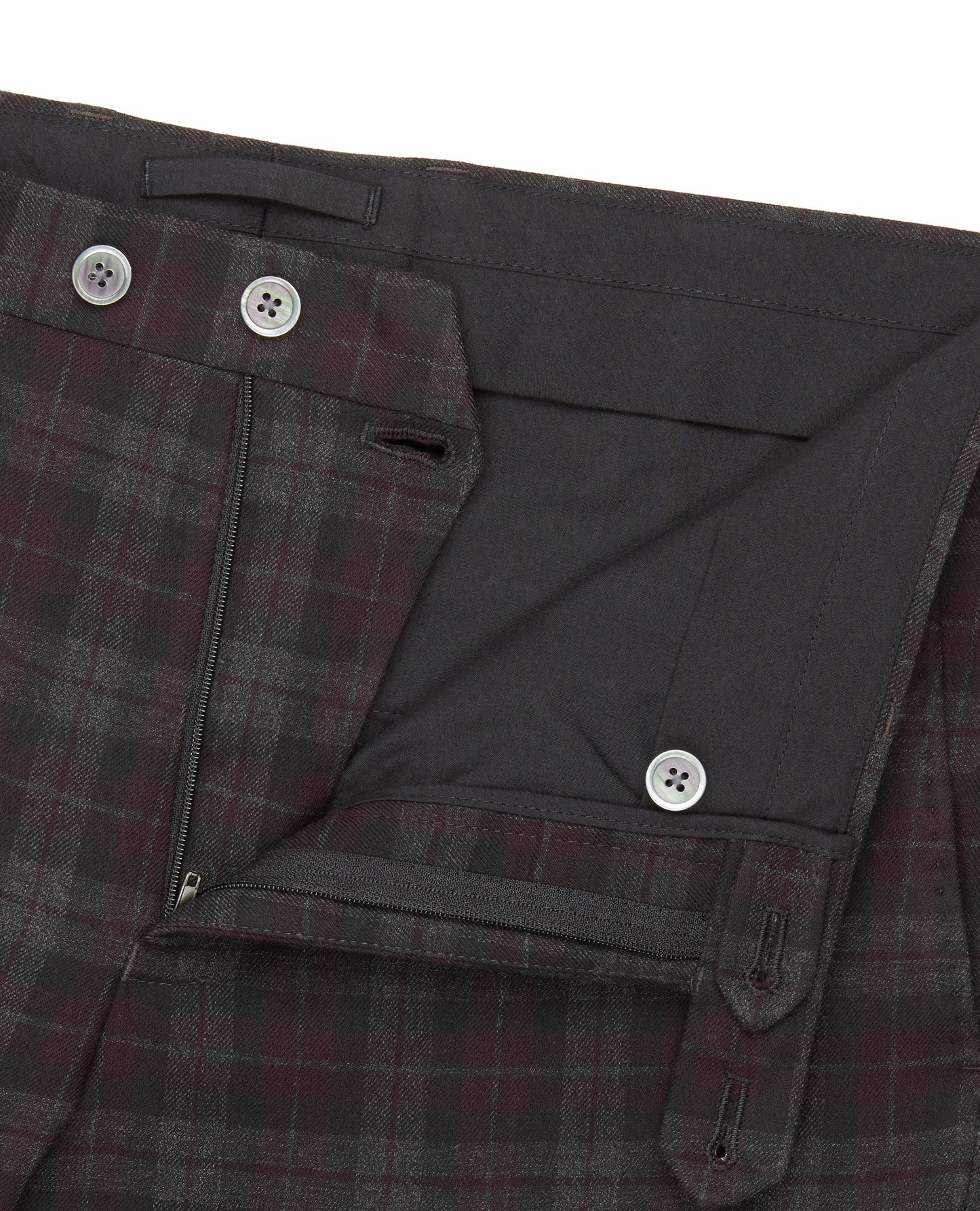 Image 2 of Genesis Skinny Fit Burgundy and Charcoal Check Trouser