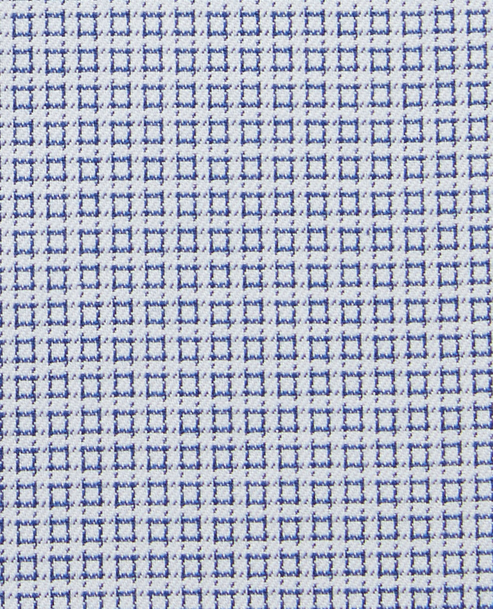 Image 3 of Non-Iron Blue Geometric Square Print Twill Super Fitted Single Cuff Classic Collar Shirt