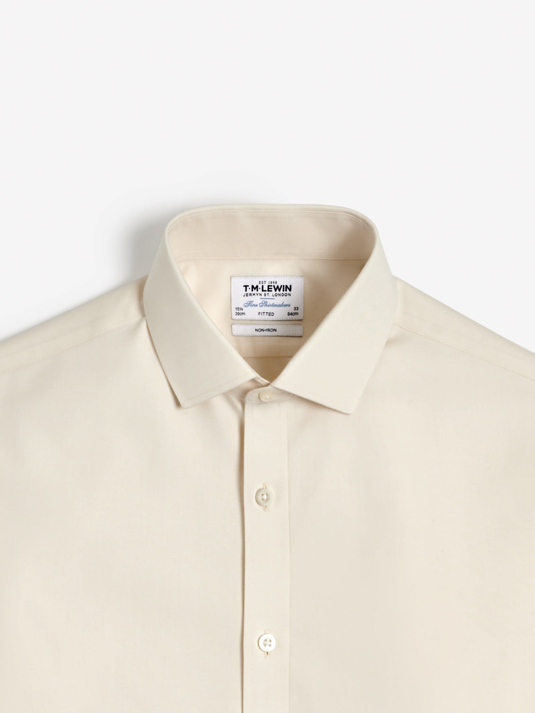 Image 6 of Non-Iron Ecru Plain Oxford Slim Fit Single Cuff Classic Collar Shirt