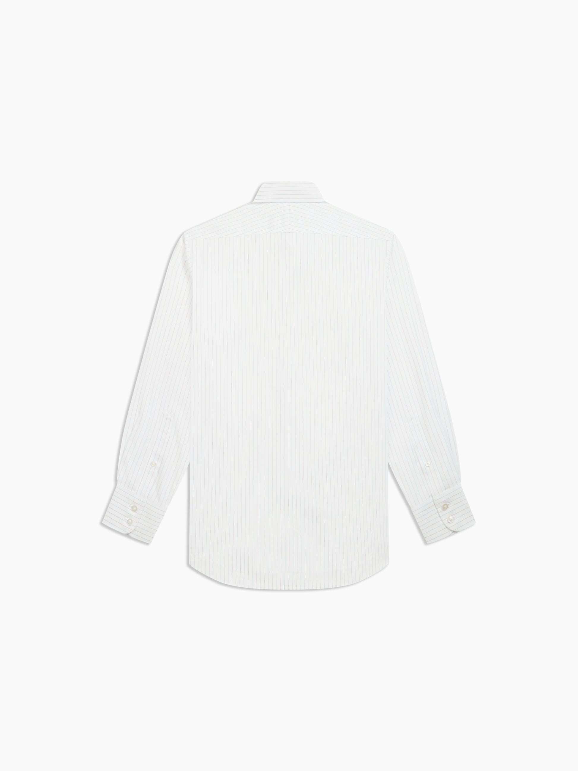 Image 4 of Non-Iron Navy & Red Fine Herringbone Stripe Twill Regular Fit Single Cuff Classic Collar Shirt