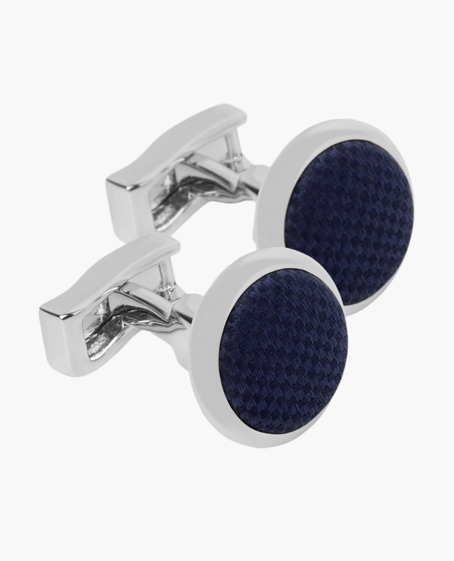 Image 1 of Navy Woven Round Cufflinks