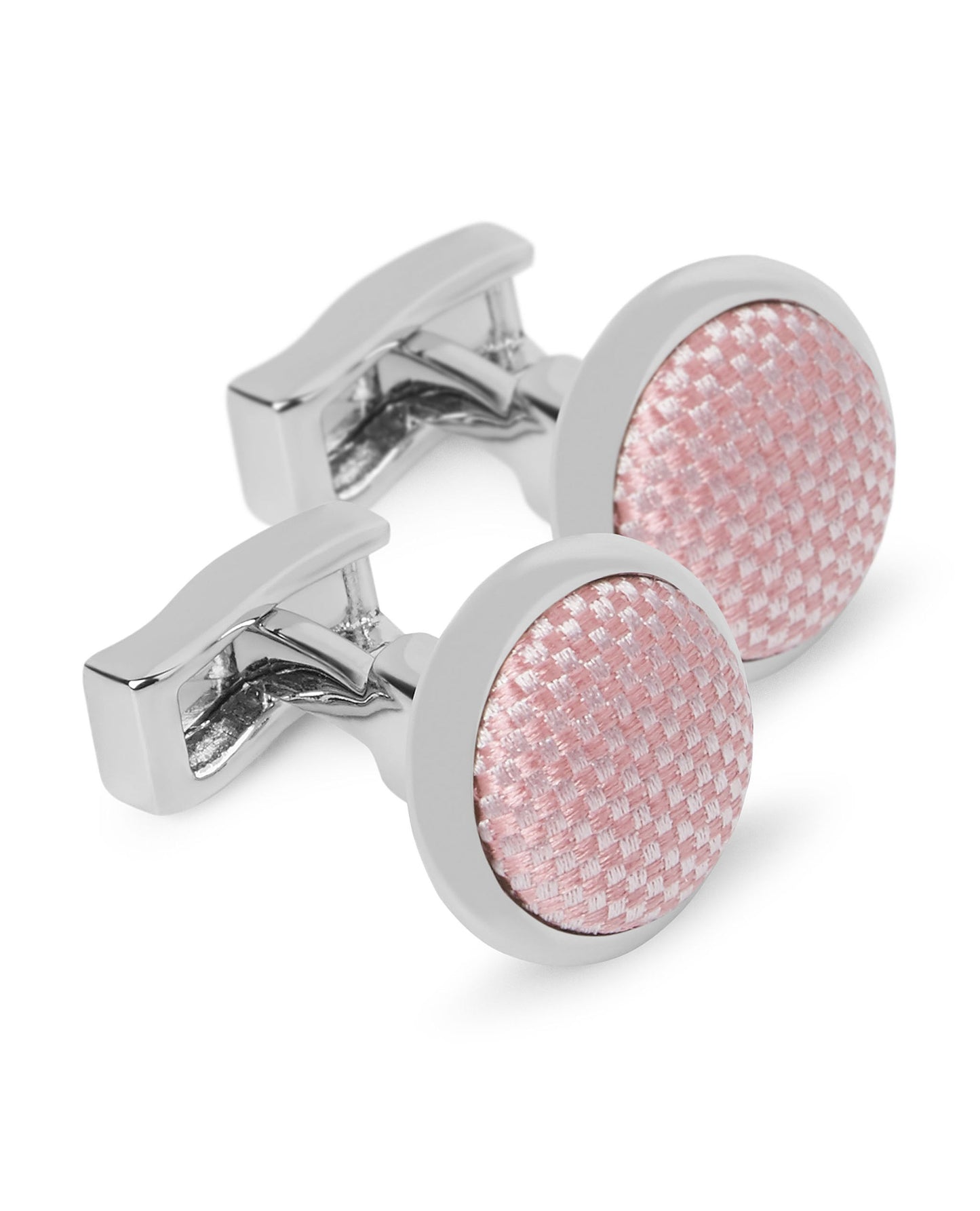 Image 1 of Pink Woven Silk Pattern Cufflinks