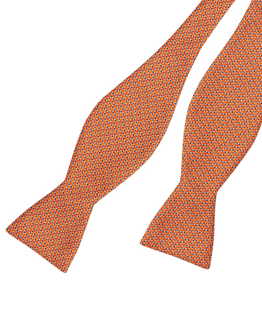 Image 1 of Orange Basket Weave Print Self Tie Bow Tie