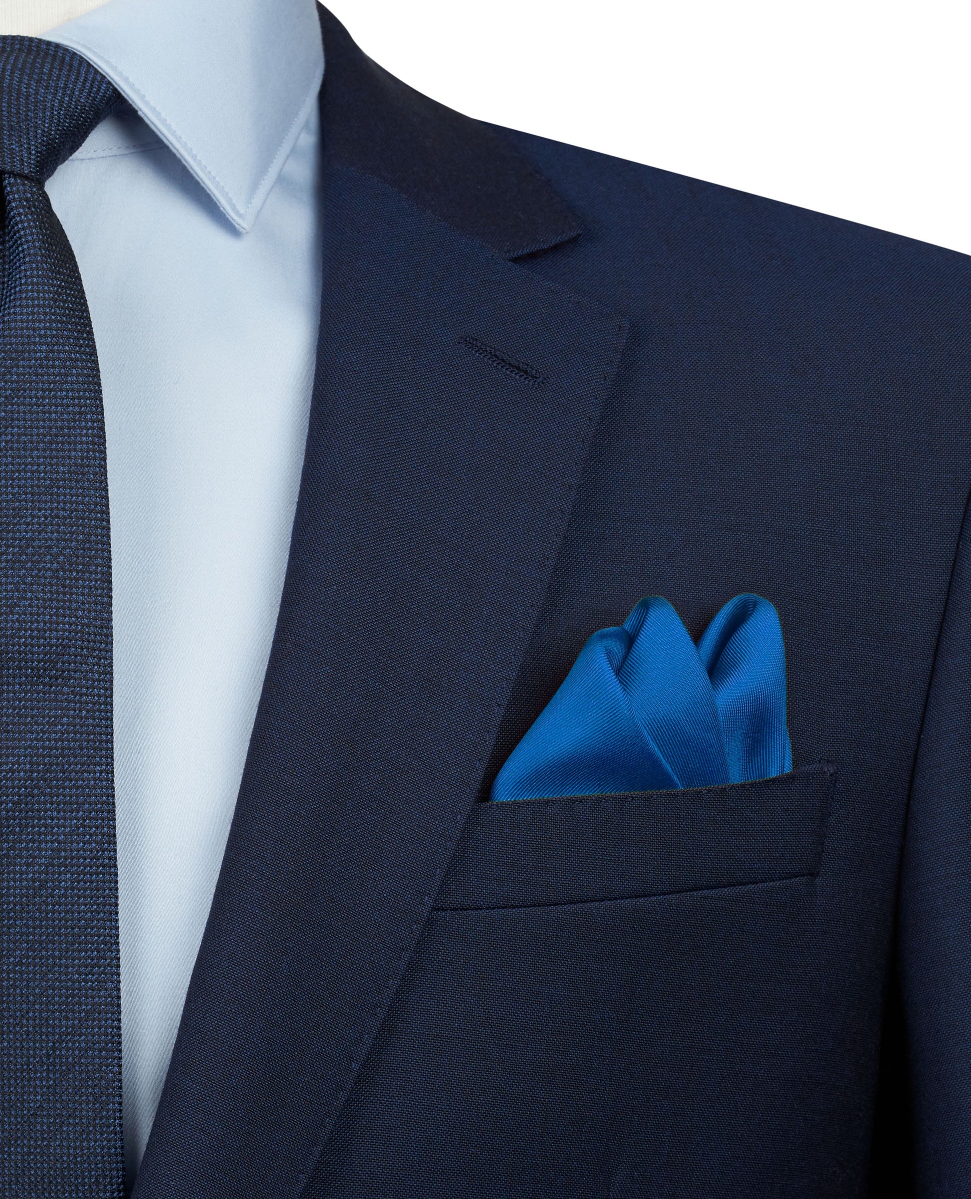 Image 3 of Royal Blue Plain Silk Pocket Square