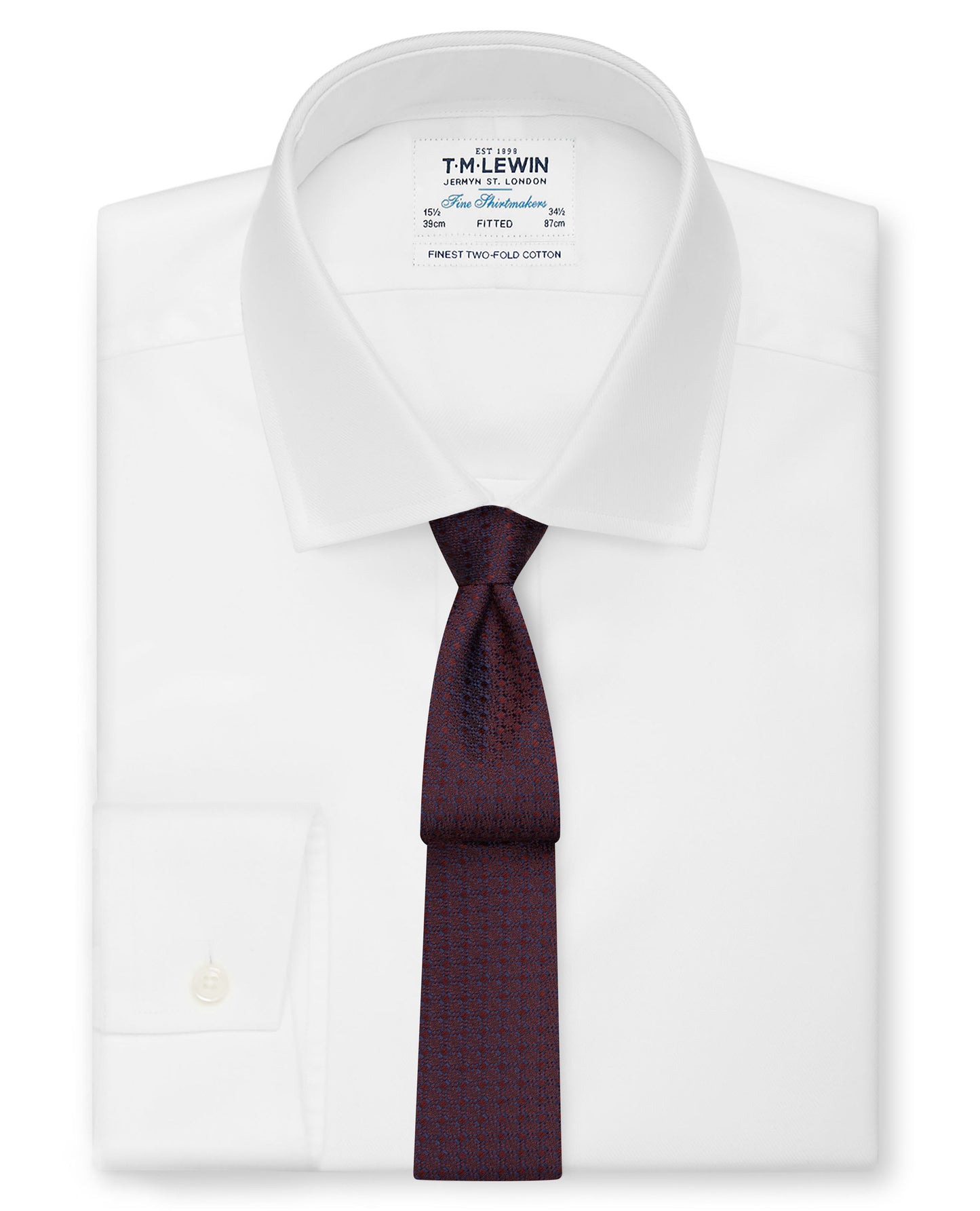 Image 2 of Burgundy Geometric Jacquard Silk Slim Tie