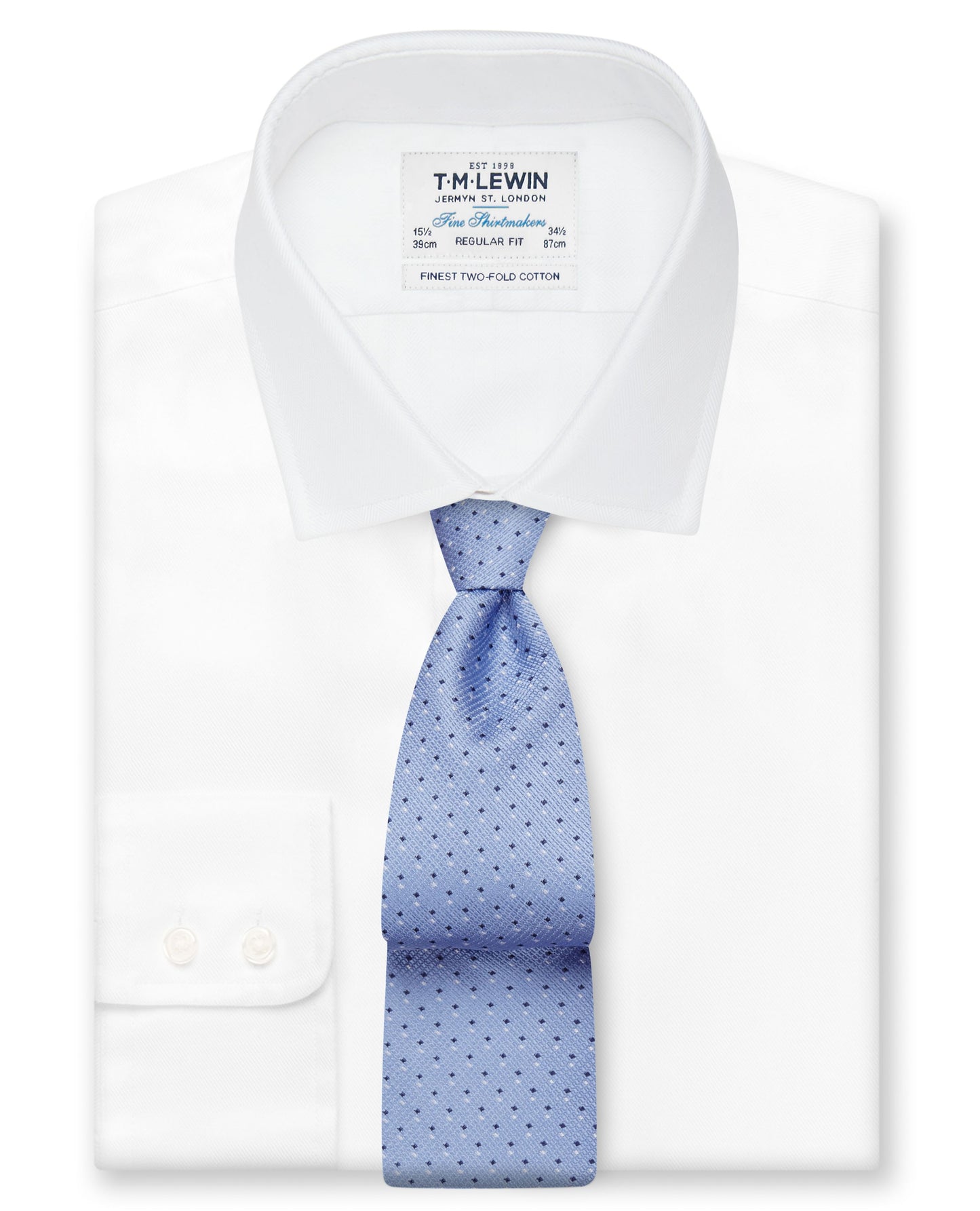 Image 2 of Wide Blue Double Dash Silk Tie