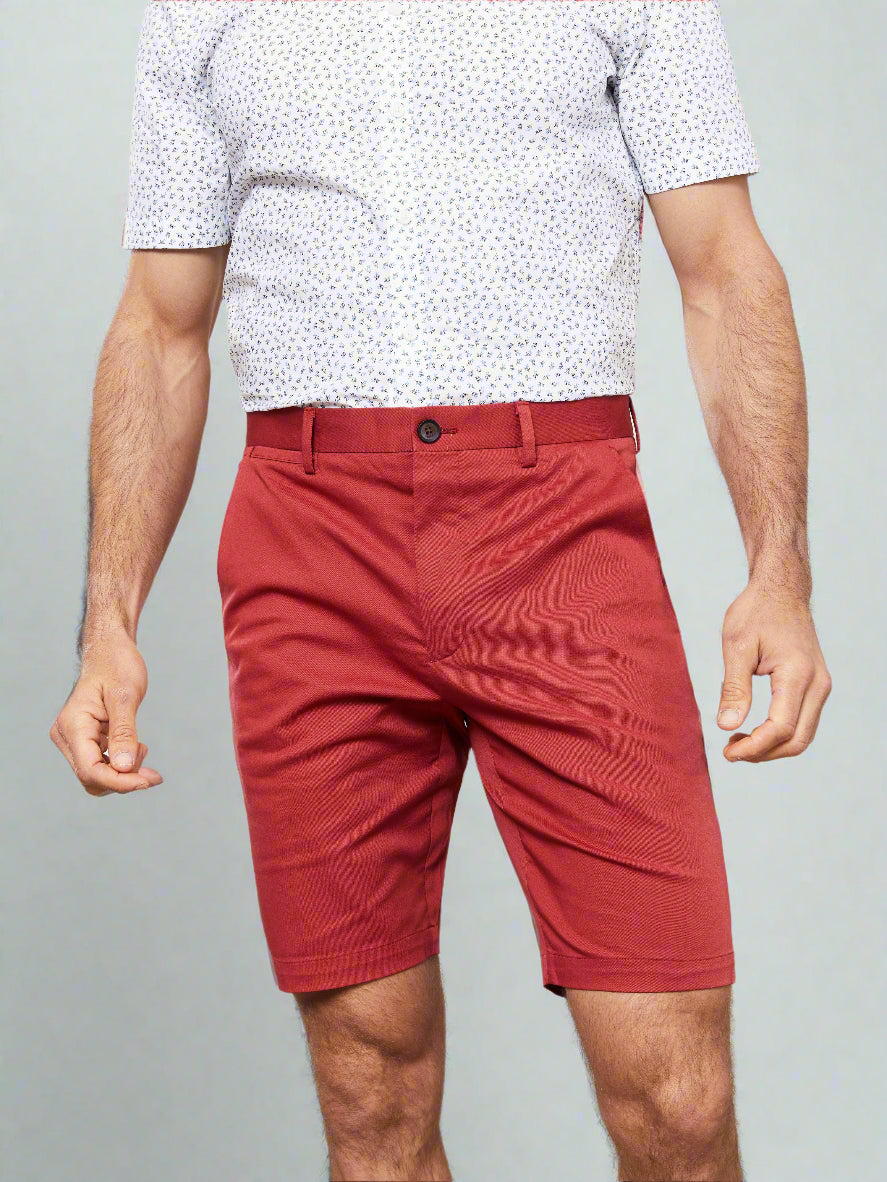 Image 1 of Neeson Slim Fit Crimson Shorts