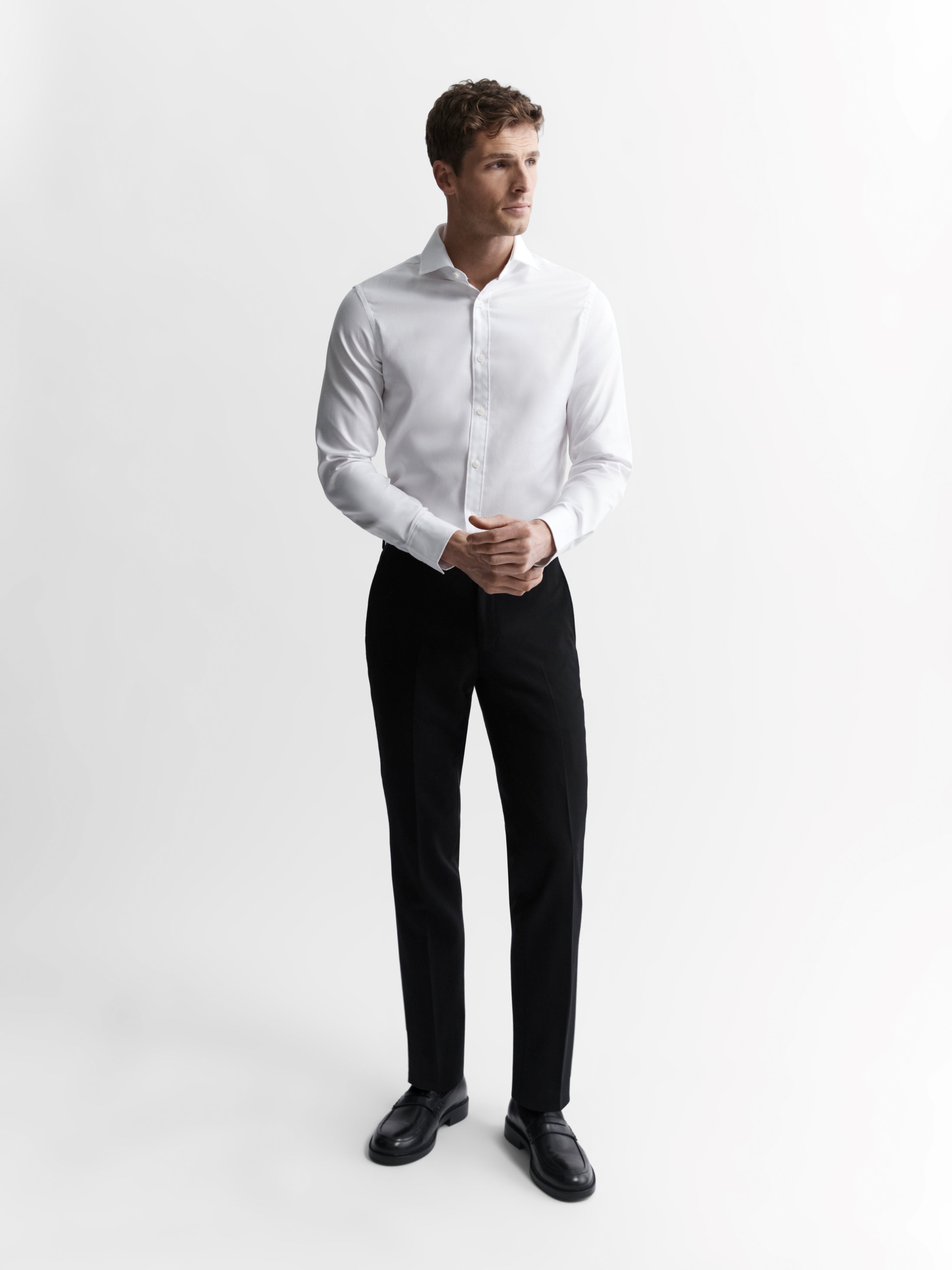 White cutaway 2024 collar shirt