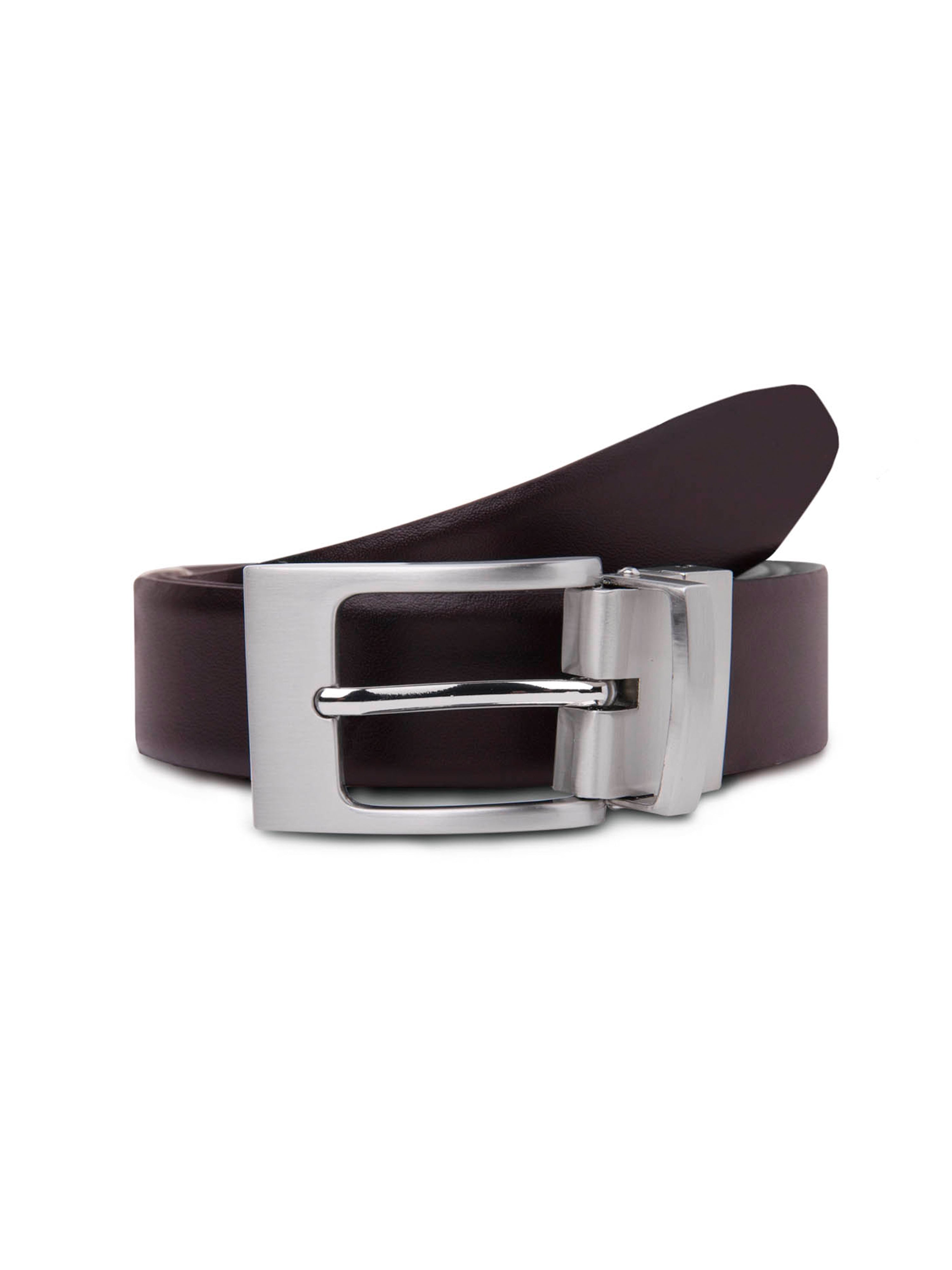 MDGSTYLE Men's Reversible Leather Dress Belt - Black & Brown, 1.25" Wide, Size 44